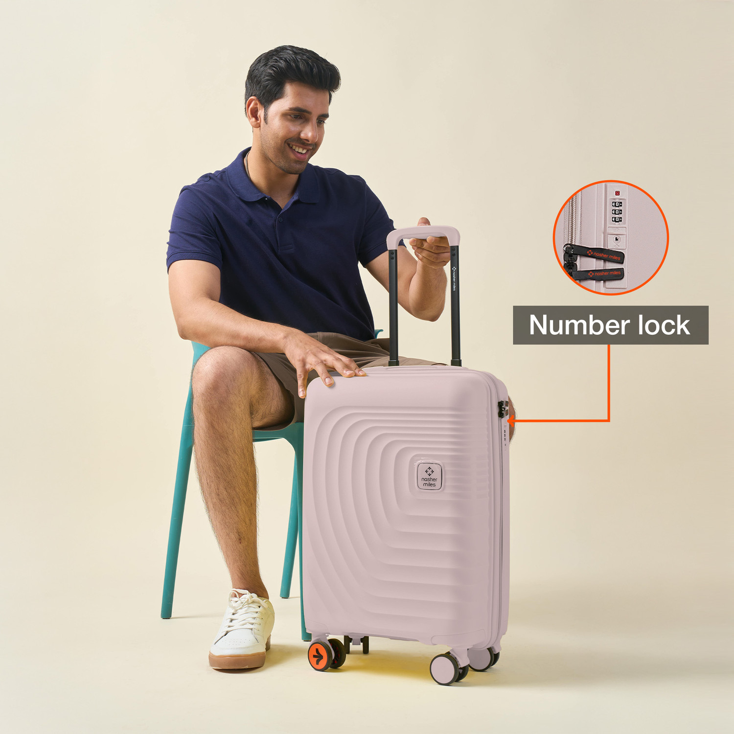 Image of NASHER MILES Boston Hard-Sided Polypropylene Cabin Luggage Grey 55cm Trolley Bag Cabin Suitcase 8 Wheels - 20 inch