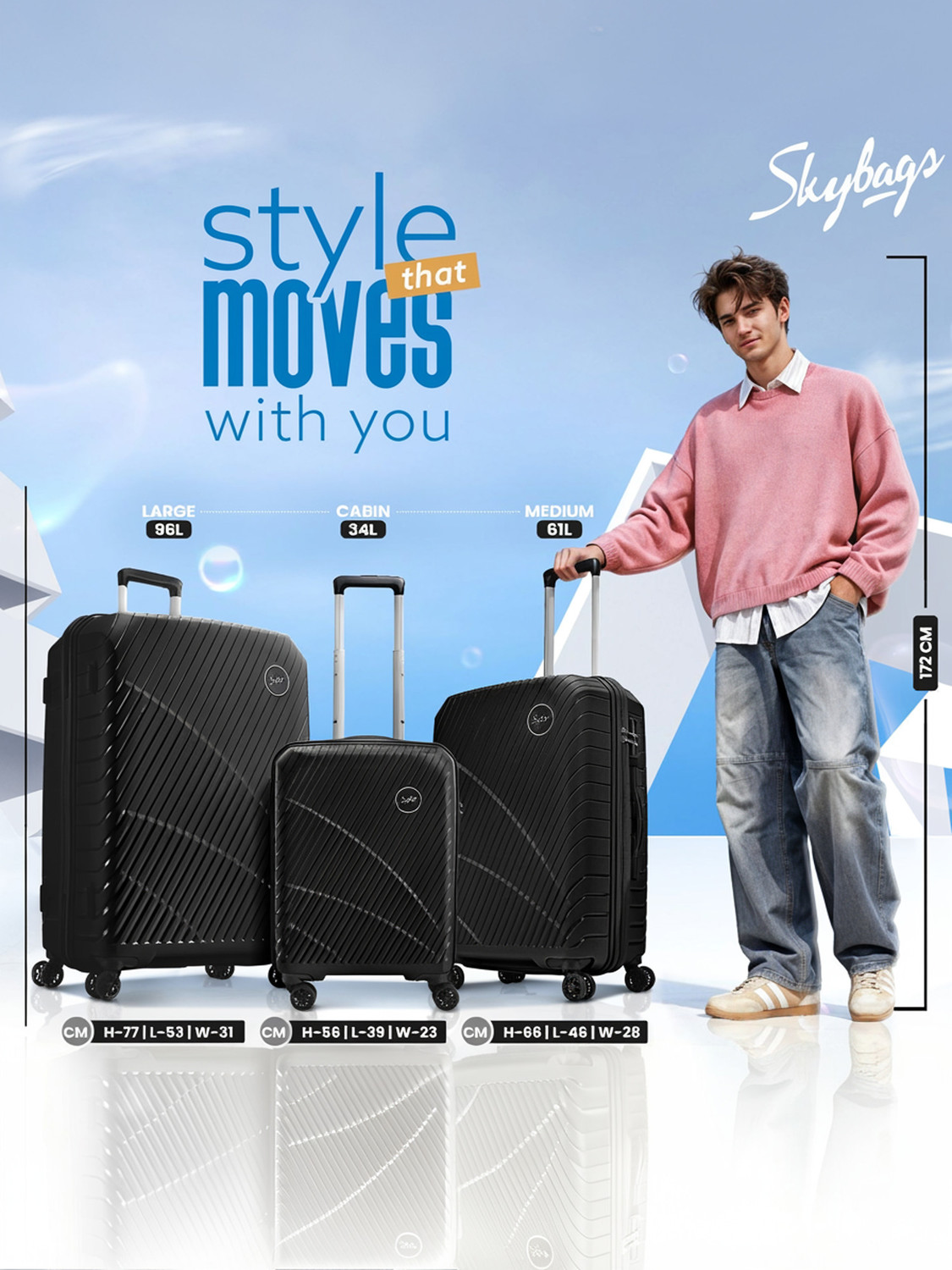 Image of SKYBAGS Streax Check-in Trolley Bag | Hard Luggage | Combination Lock with Sturdy Zipper Check-in Suitcase 8 Wheels - 30 inch