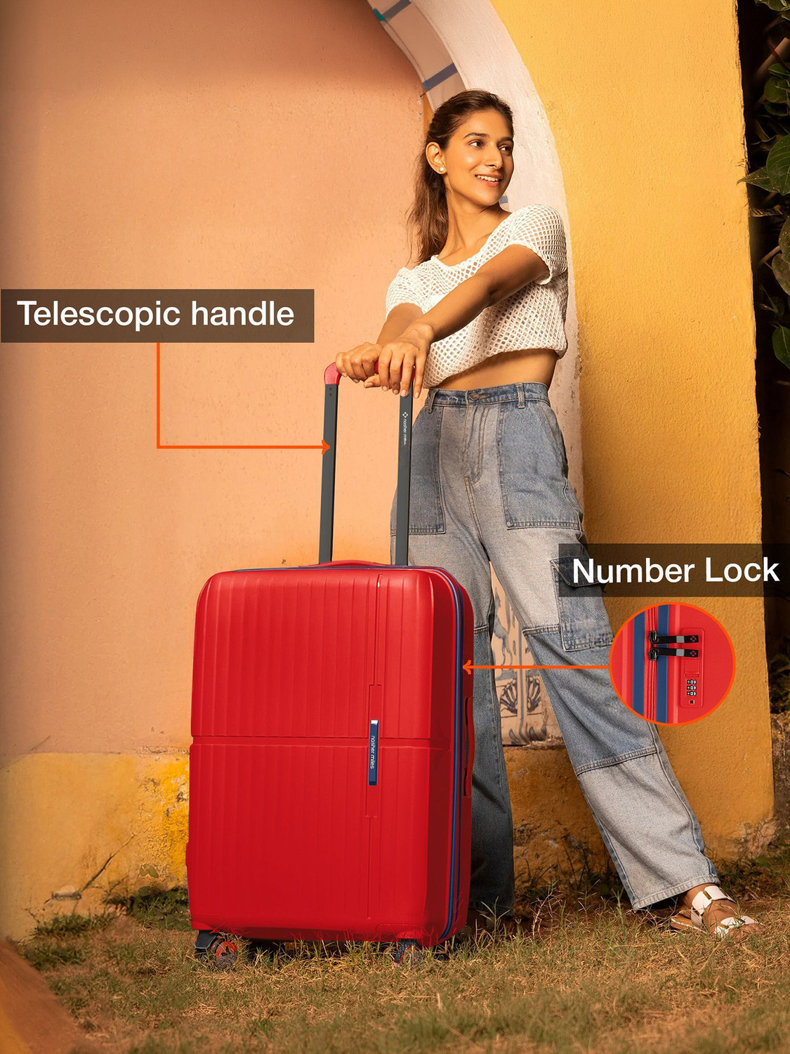 Image of NASHER MILES Springfield HardSide Polypropylene Checkin Luggage 28inch Trolley Bag for Travel Check-in Suitcase 8 Wheels - 28 inch