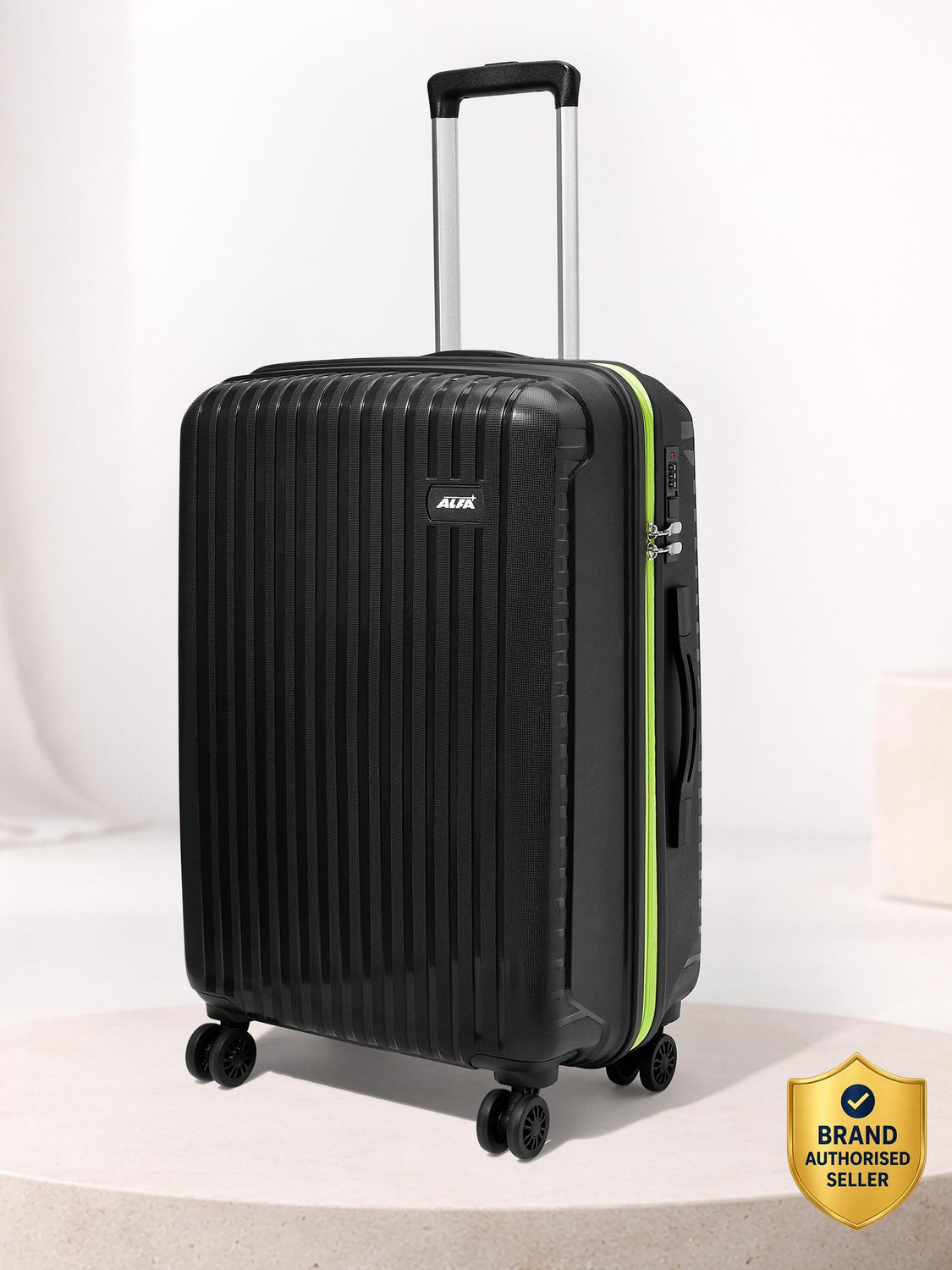 Image of ALFA by VIP Excel Secure Hard Side Luggage | Trolley Bag With Flushed Combination Lock Check-in Suitcase 8 Wheels - 26 Inch