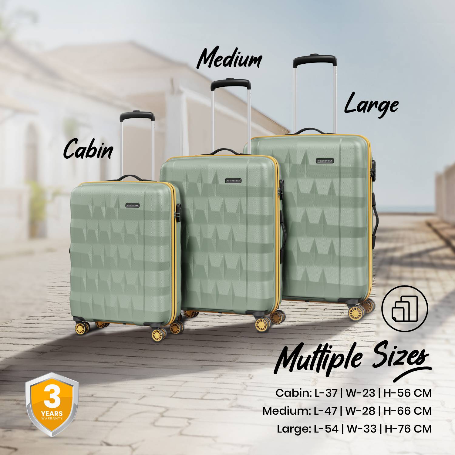 ARISTOCRAT Comet 26 inch Green 8-Wheel Suitcase - Image 5