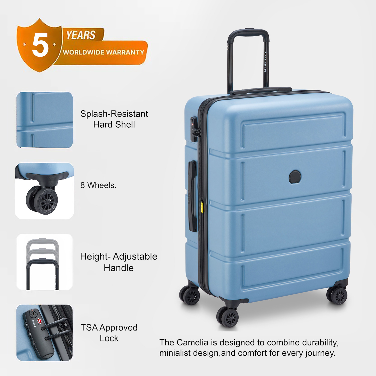 Image of DELSEY PARIS CAMELIA Expandable Check-in Suitcase 8 Wheels - 28 Inch