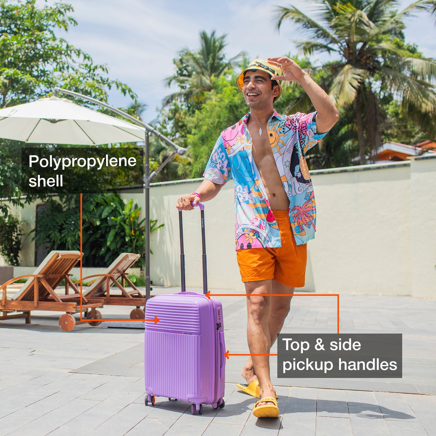 Image of NASHER MILES Krabi Expander Hardside Polypropylene Cabin Pastel Purple 55cm Trolley Bag Expandable Cabin Suitcase 8 Wheels - 20 inch