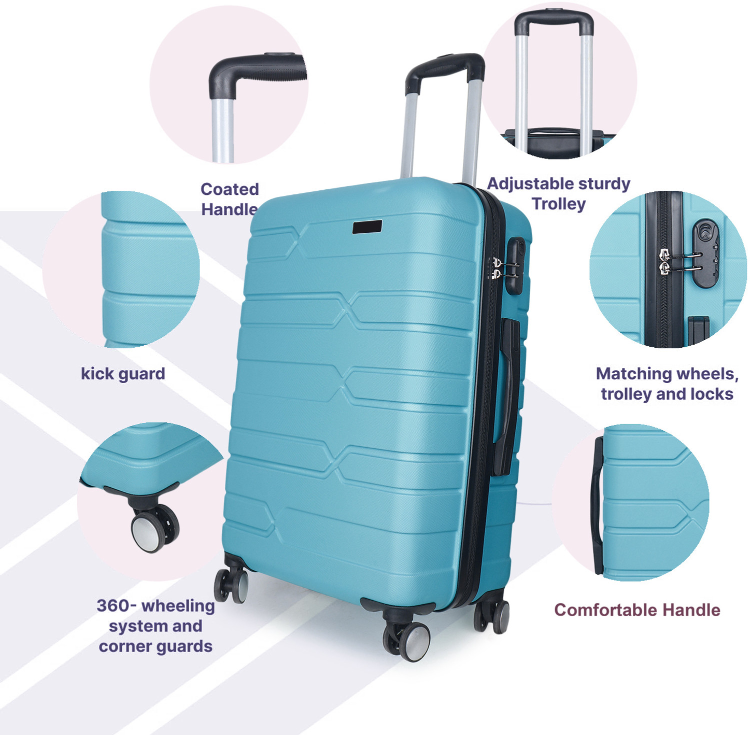 Image of Scape Small Cabin Suitcase (57 cm) 8 Wheels - Blends kinetic movement with a professional, ideal for all type travelers. - Teal