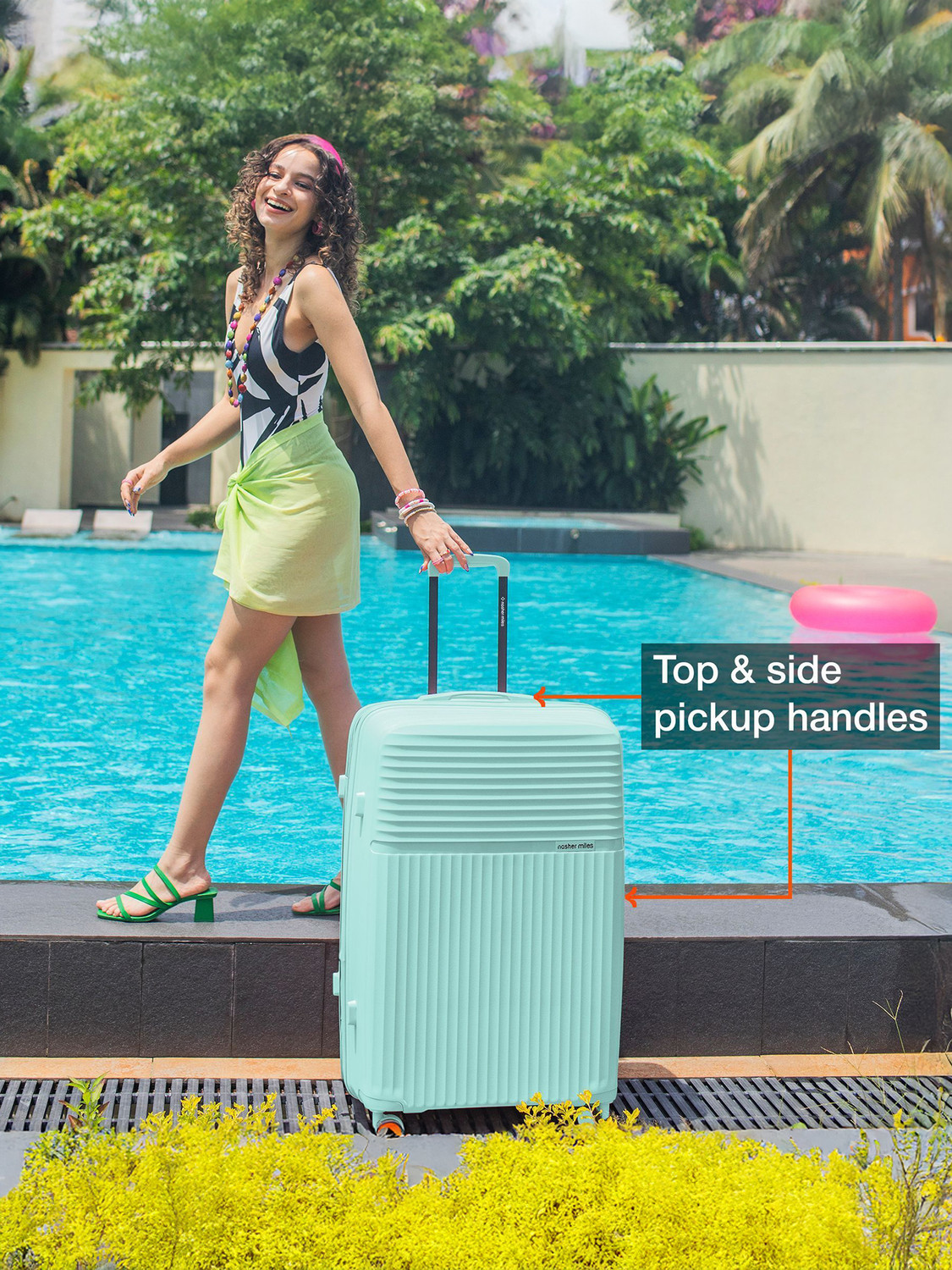 Image of NASHER MILES Krabi Expander Hardside Polypropylene Cool Mint TrolleyBag(55,65&75cm) Expandable Cabin & Check-in Set 8 Wheels - 28 inch
