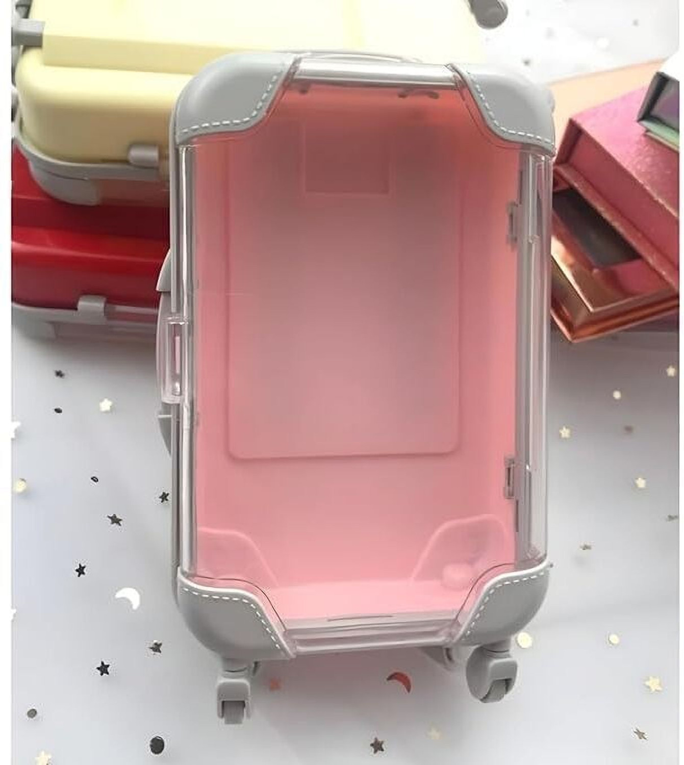 Image of ALERIP Plastic Mini Eyelash Luggage Case, Mini Trolley Suitcase Candy Box for Lashes Expandable Cabin Suitcase 4 Wheels - 10 inch