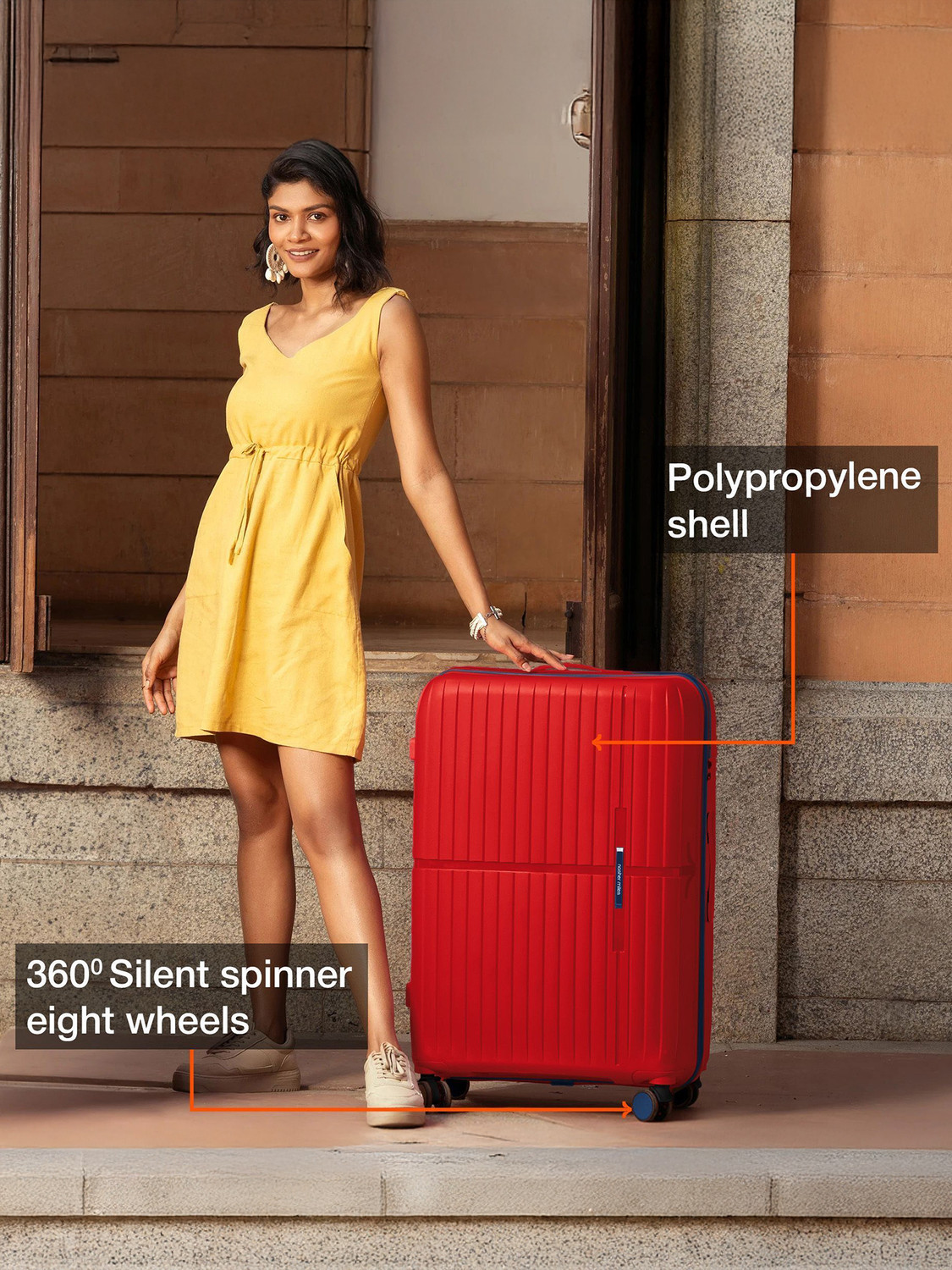 Image of NASHER MILES Springfield Hard-Sided Polypropylene Luggage Set of 3 Trolley Bag for Travel Cabin & Check-in Set 8 Wheels - 28 inch