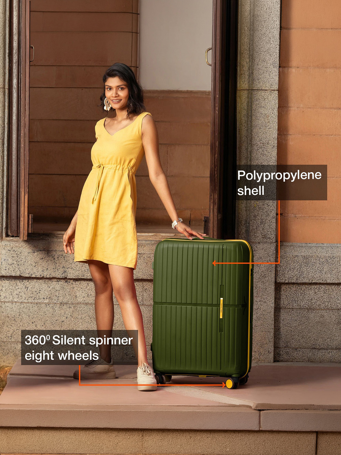 Image of NASHER MILES Springfield Hard-Sided Polypropylene Luggage of 3 Trolley Bag for Travel Cabin & Check-in Set 8 Wheels - 28 inch