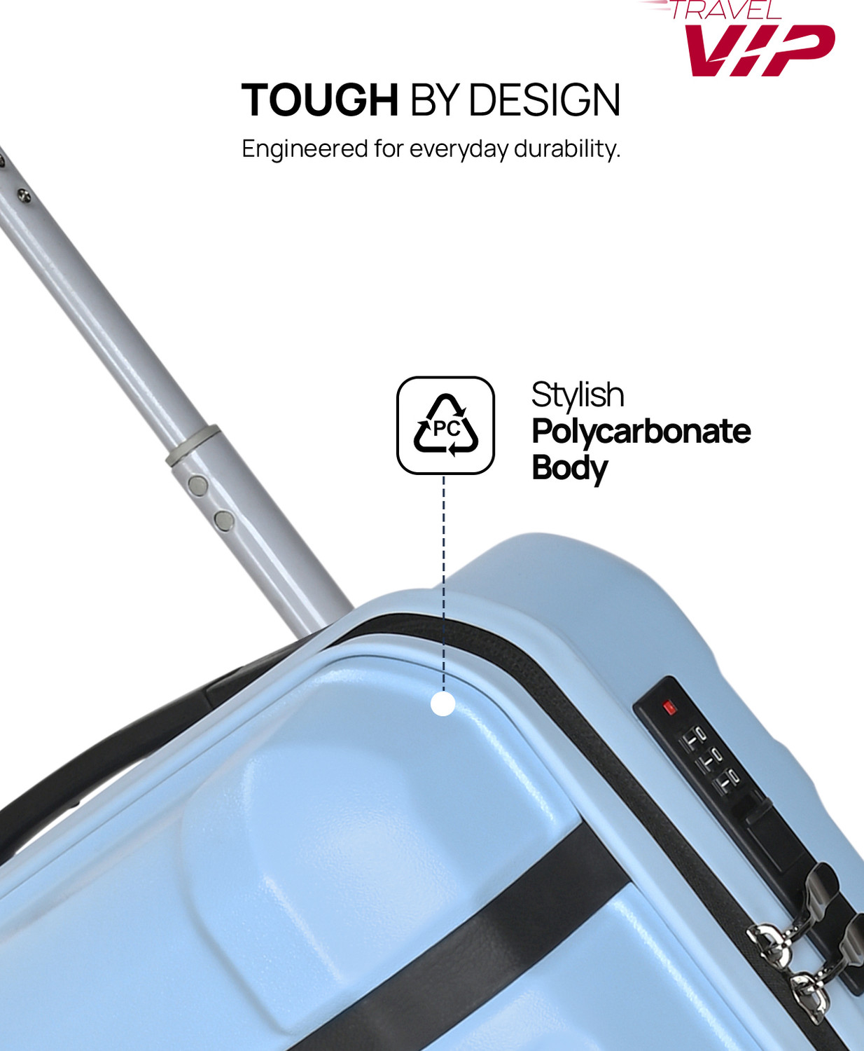 Image of VIP Bastion Cabin Trolley Bag | Hard Luggage with Flushed Combination Lock Cabin Suitcase 8 Wheels - 22 Inch