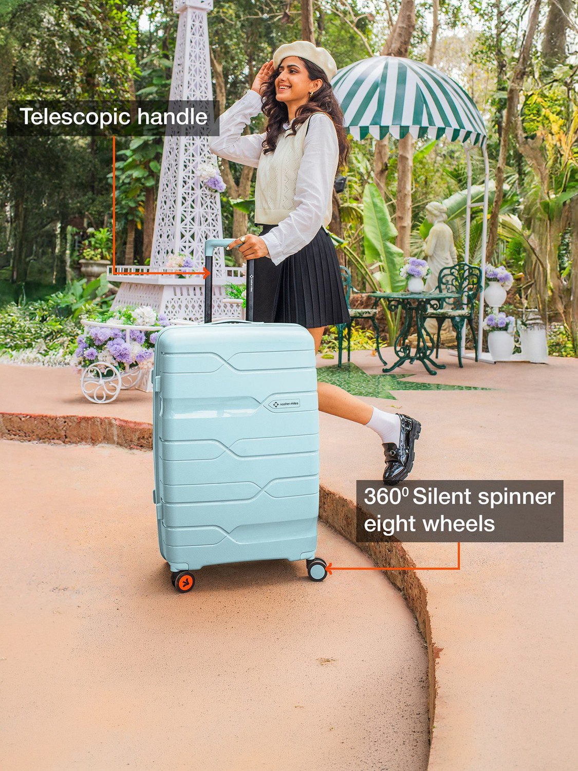 Image of NASHER MILES Paris Polypropylene 28 inch Hard-Sided Spinner Trolley Bag for Travel & Business Check-in Suitcase 8 Wheels - 28 inch