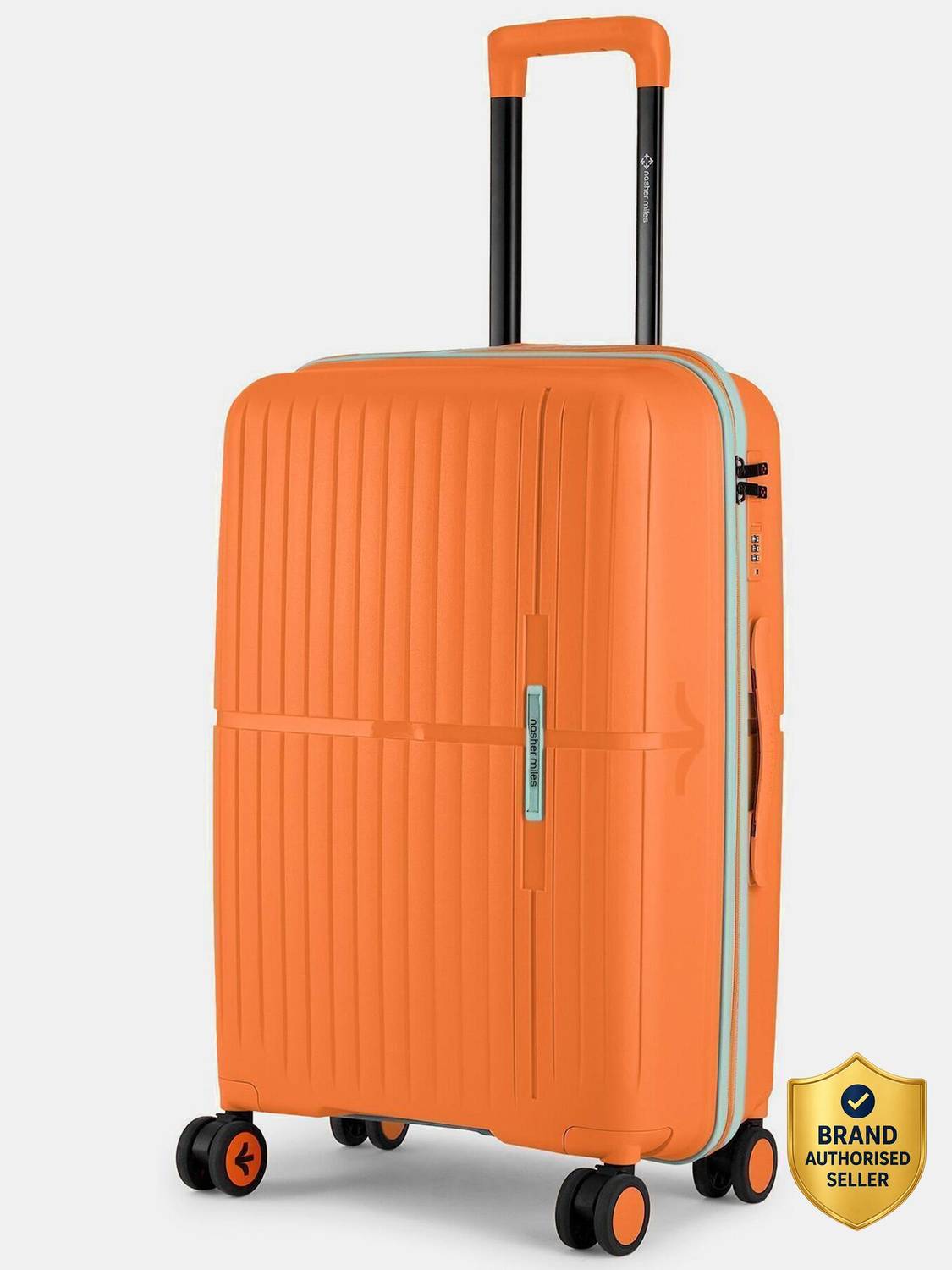NASHER MILES Sprgfield Hard-Sided Polypropylene - Luggage Orange 65cm Trolley Bag Check-in Suitcase 8 Wheels - 24 inch