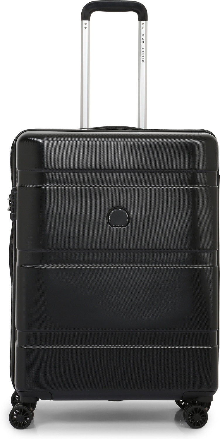 Image of DELSEY PARIS Airship 3.0 Polycarbonate 76 cm 4 Double Wheels Black Hard Luggage Trolley Bag Check-in Suitcase 8 Wheels - 30 Inch