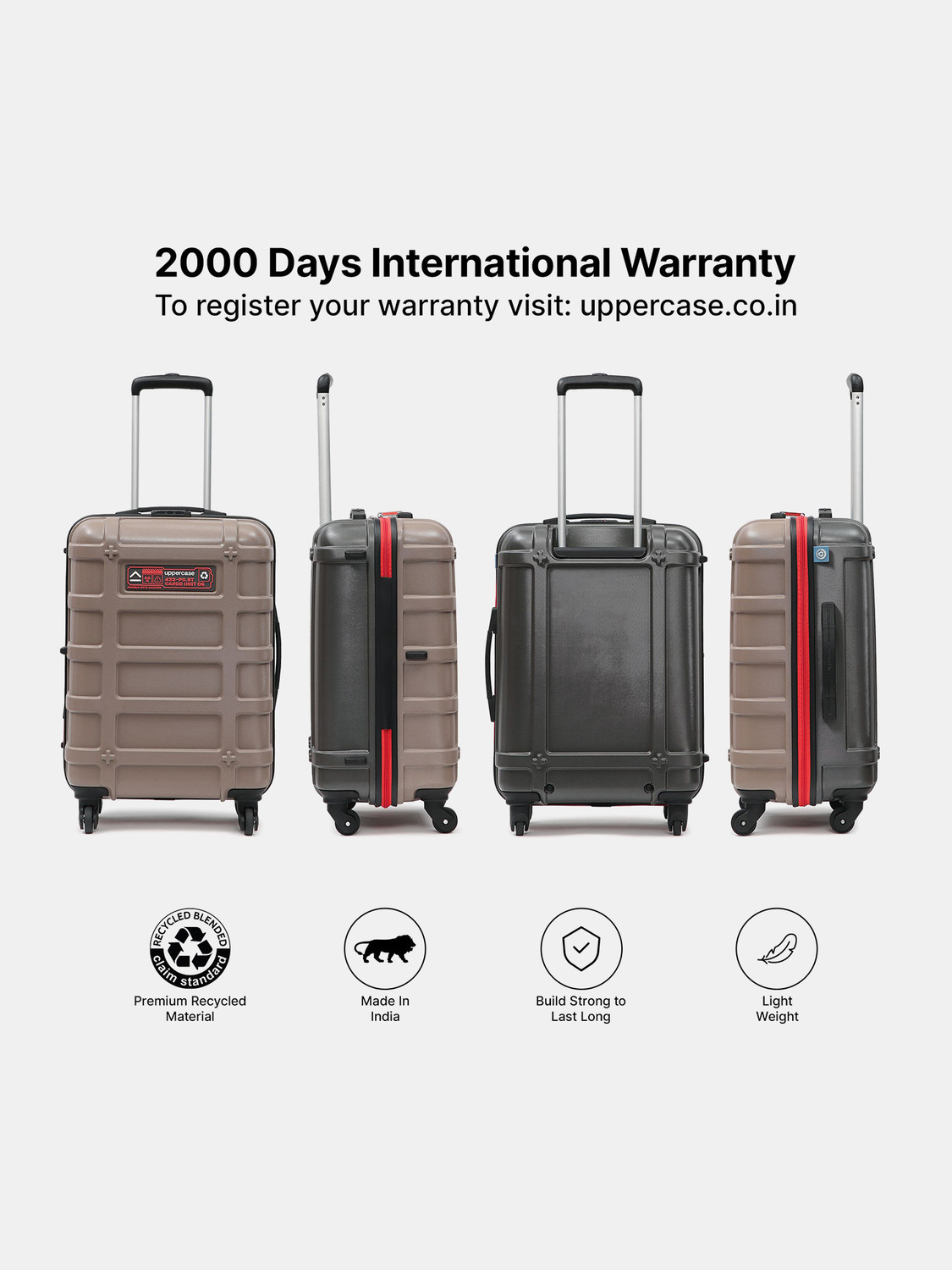 Image of Uppercase Cargo Bag, Combination Lock & Mesh Convi Pack (S+M) for Men and Women Cabin & Check-in Set 4 Wheels - 32 inch