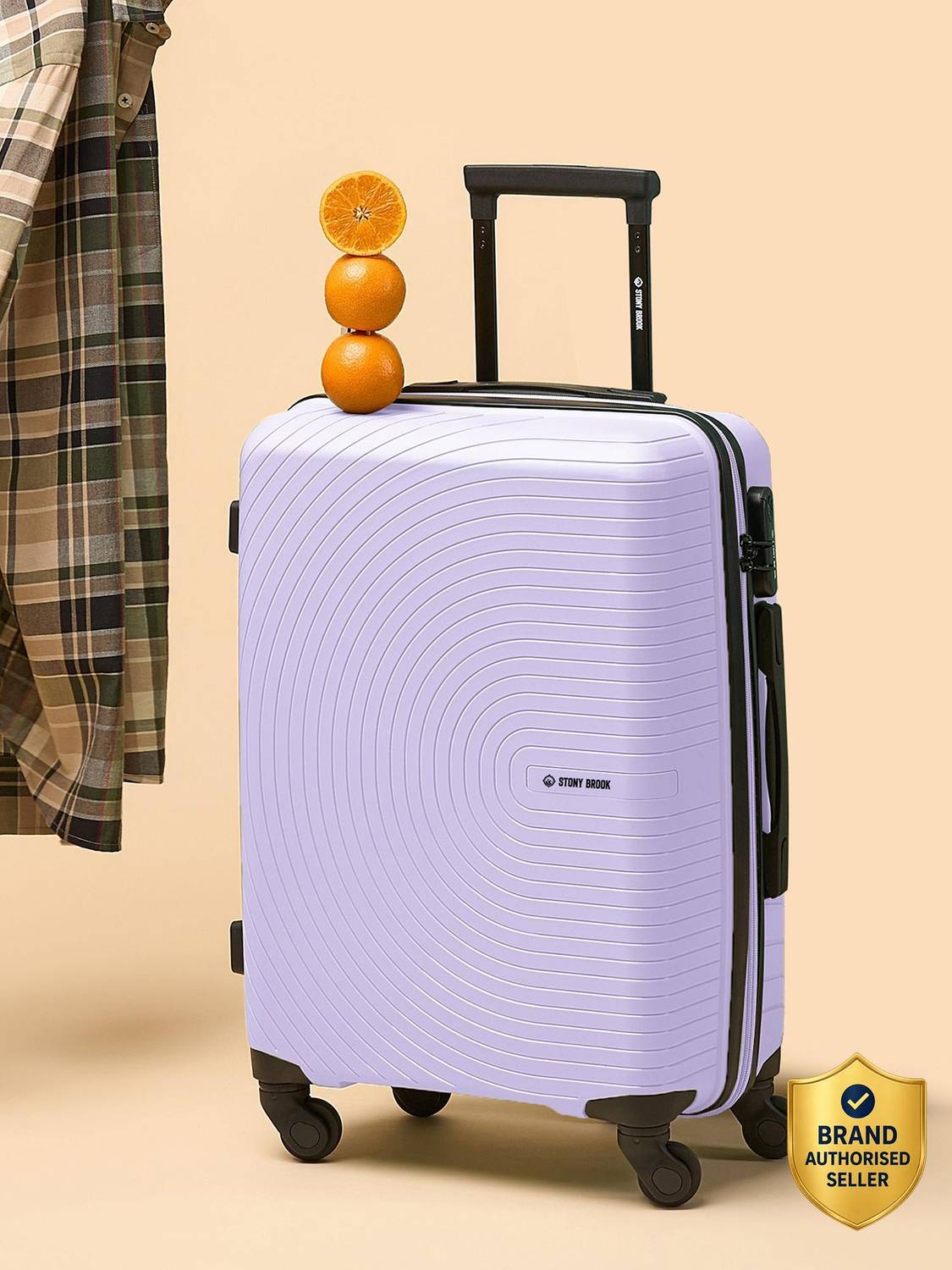 Stony Brook by Nasher Miles Crescent Hard-Sided Polypropylene Cabin Pastel Purple 55cm Trolley Bag Cabin Suitcase 4 Wheels - 20 inch