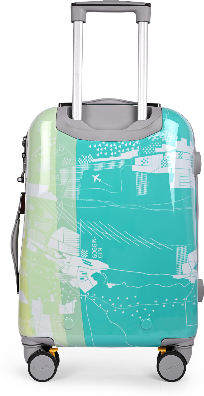 Image of Swiss Era Shelton Printed Polycarbonate Luggage Trolley Suitcase Cabin Suitcase 8 Wheels - 20 inch