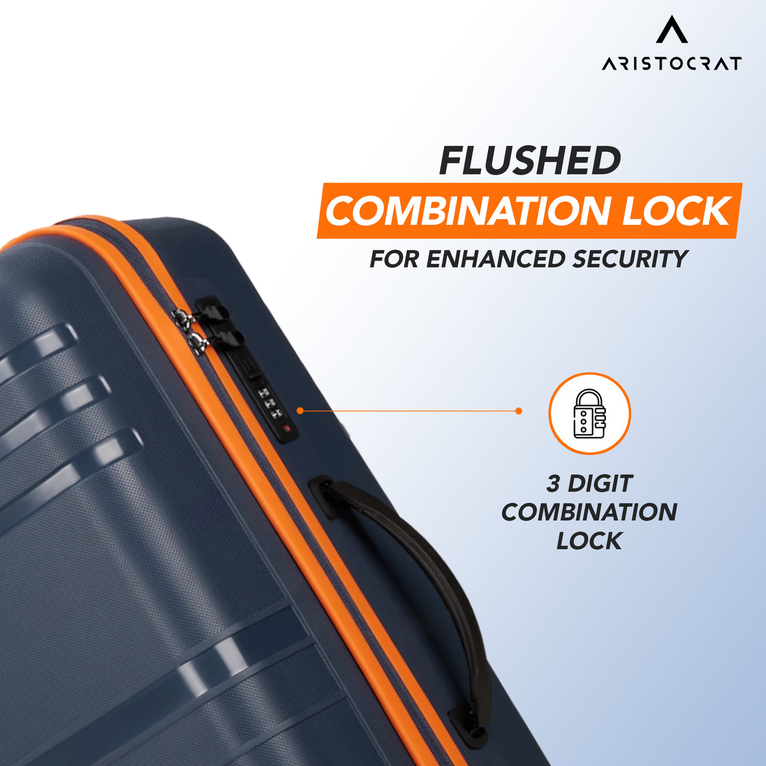 Image of ARISTOCRAT Airstop Max Hard Side Luggage | Trolley Bag With Flushed Combination Lock Check-in Suitcase 4 Wheels - 25 Inch