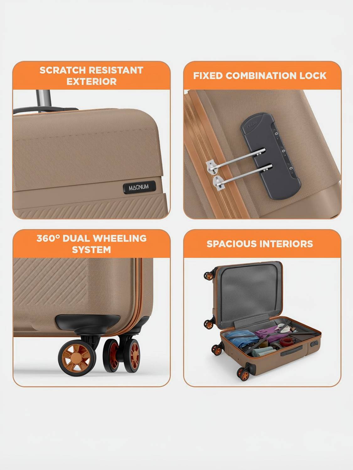 SAFARI Fury 55/66/75 4W Fossil Cabin & Check-in Set 8 Wheels - 30