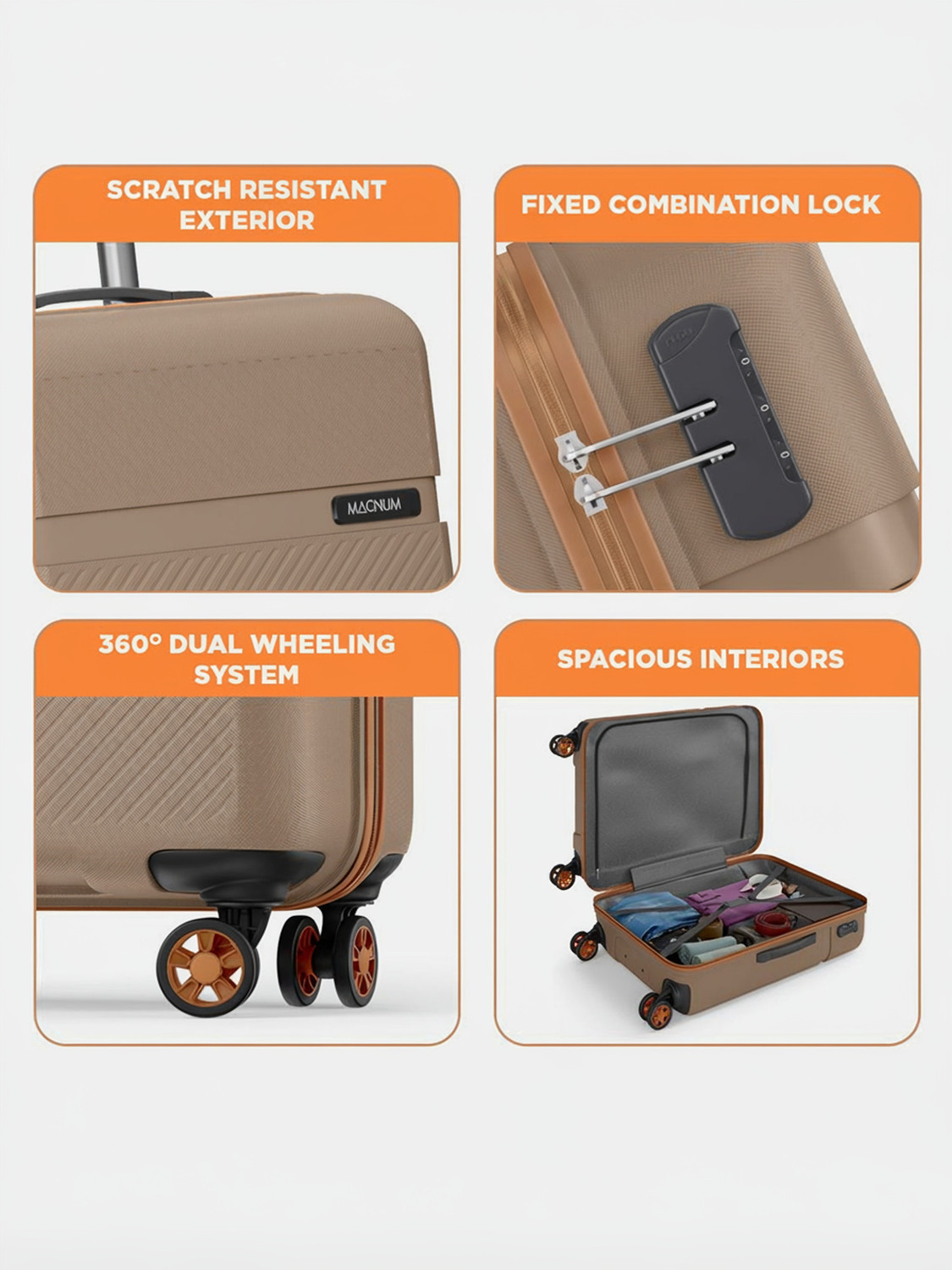 Image of SAFARI Fury 55 /66 /75 4W Fossil Cabin & Check-in Set 8 Wheels - 30 Inches
