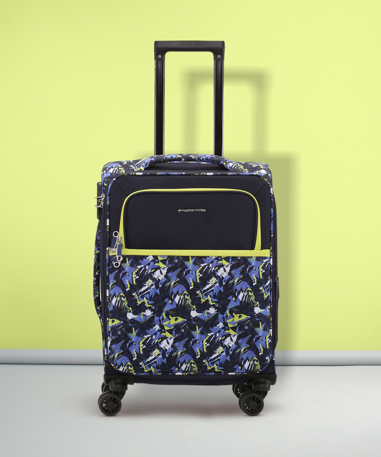 Image of NASHER MILES Bristol Polyester Luggage Set of 3 Printed Trolley Bags (55, 65 & 75cm) Expandable Cabin & Check-in Set 8 Wheels - 28 inch