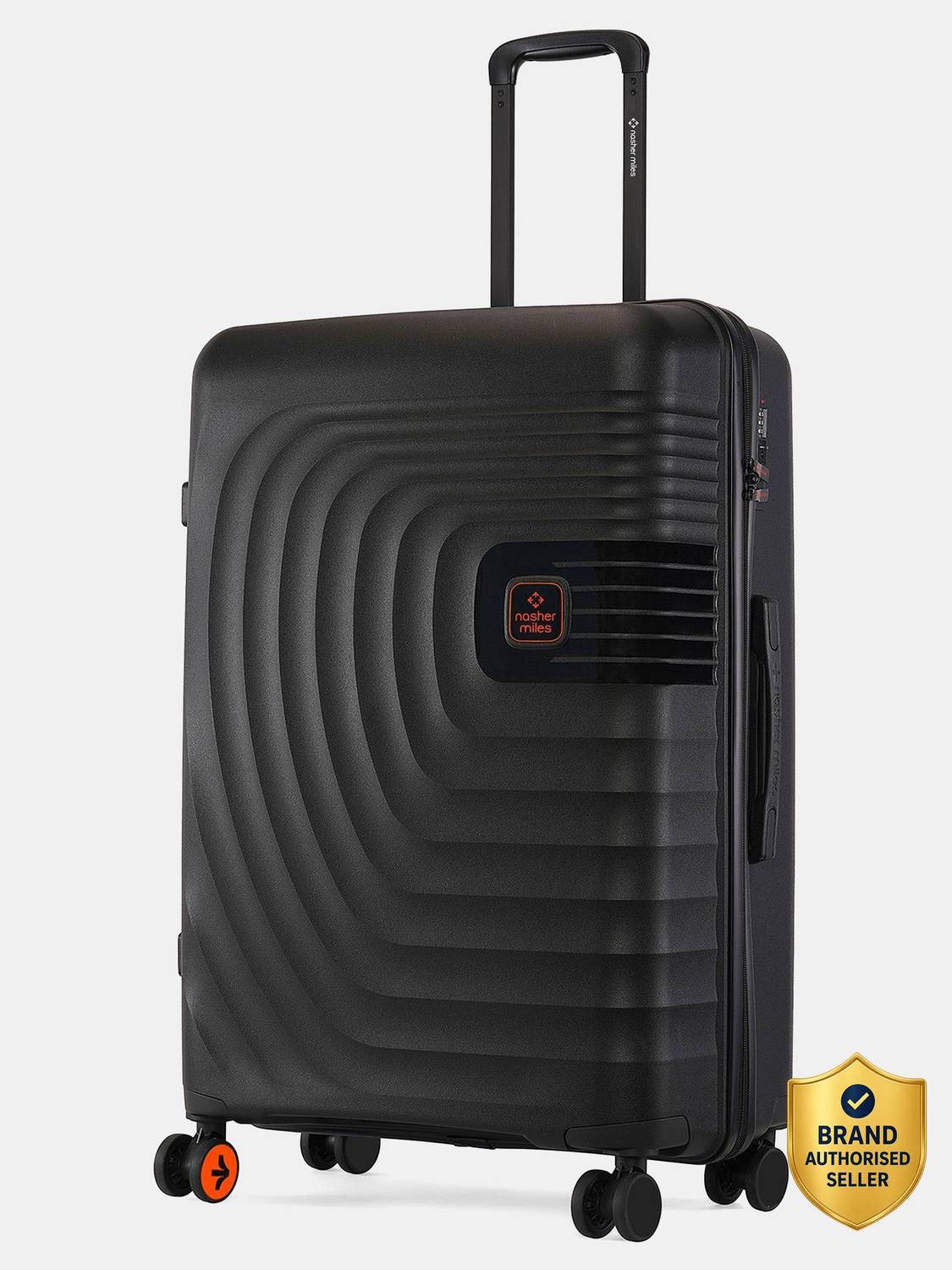 NASHER MILES Boston Hard-Sided Polypropylene - Luggage Black 65cm Trolley Bag Check-in Suitcase 8 Wheels - 24 inch