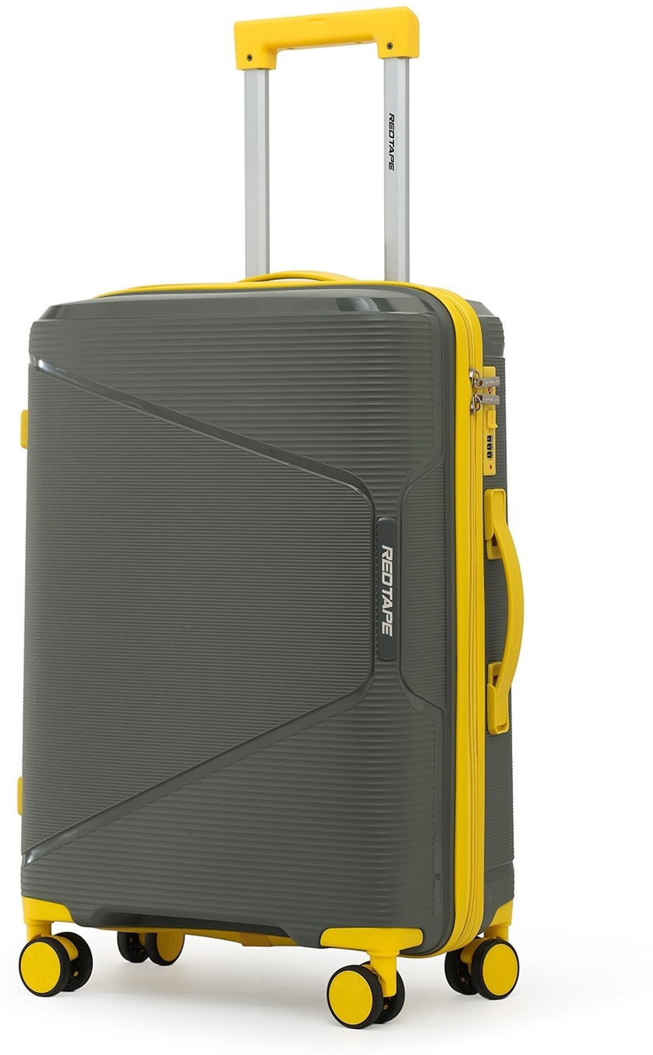 Image of Red Tape Unisex 100L Polypropylene Hard Trolley Bag With Mobile Holder Check-in Suitcase 8 Wheels - 28 inch
