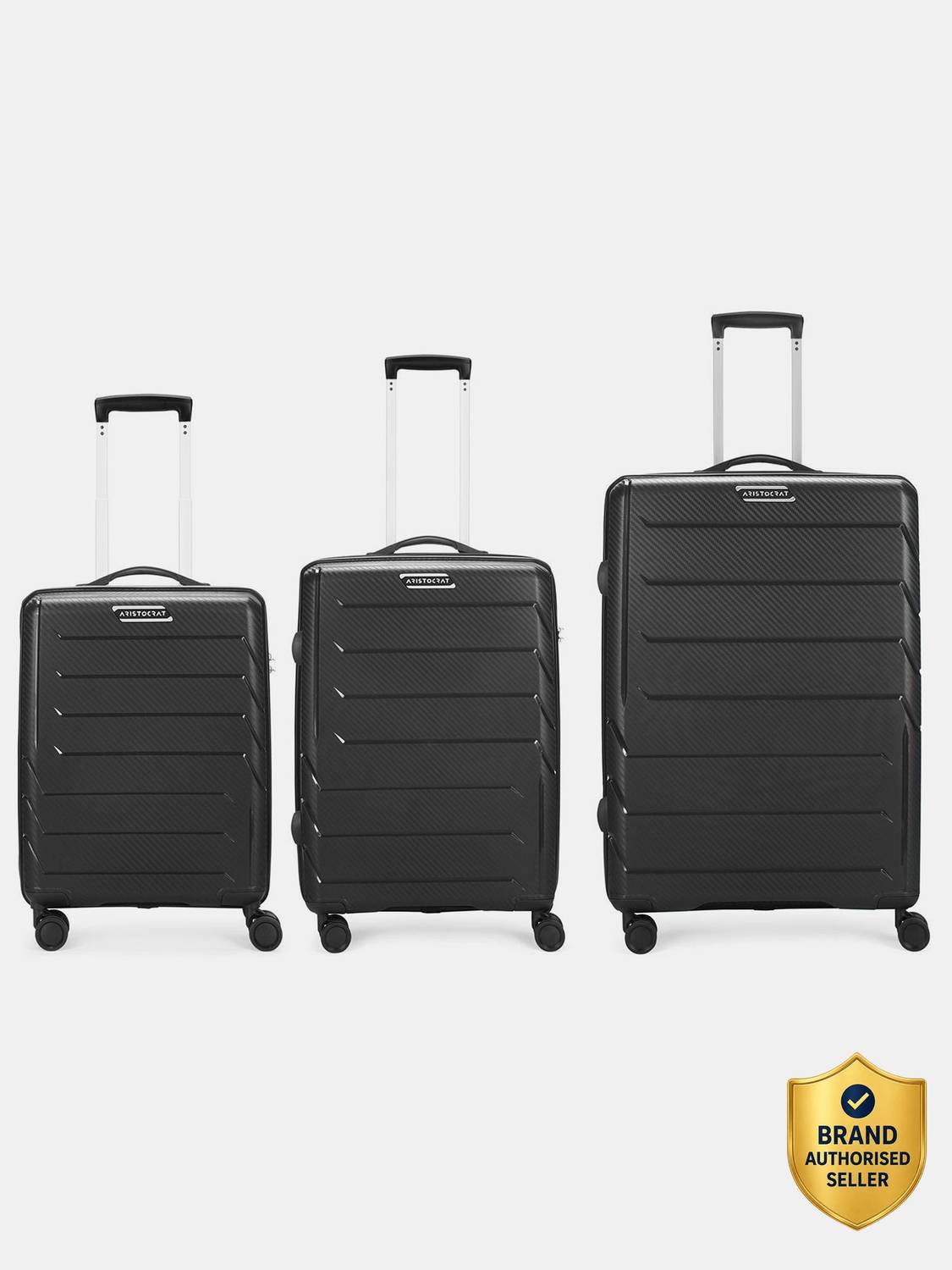 ARISTOCRAT CHROMA 8W(N) STR. CB+MD+LG 360 BLACK Cabin & Check-in Set 8 Wheels - 30 Inch