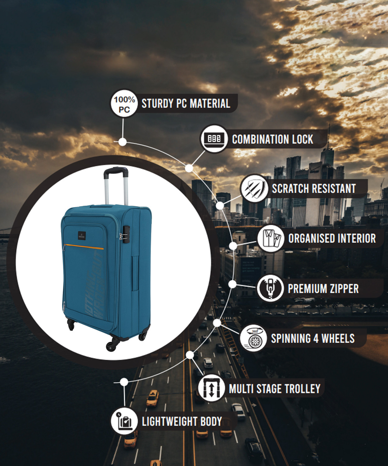 Image of WROGN Popzy Check-in Suitcase 8 Wheels - 26 Inch