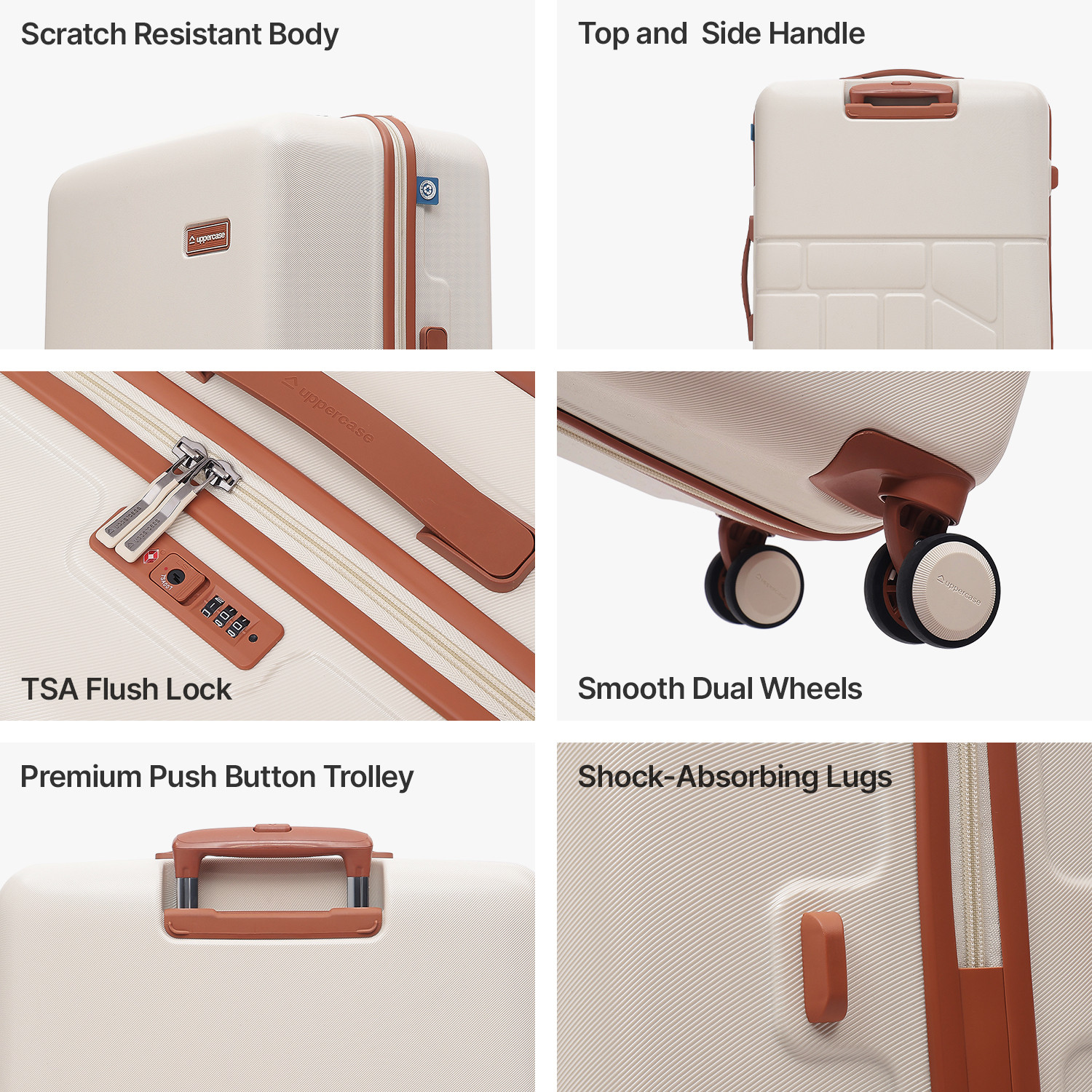 Image of Uppercase Rock Large 75 cm Check-in Hardsided Trolley Bag, TSA Lock & Anti-Theft Zippers Check-in Suitcase 8 Wheels - 30 inch