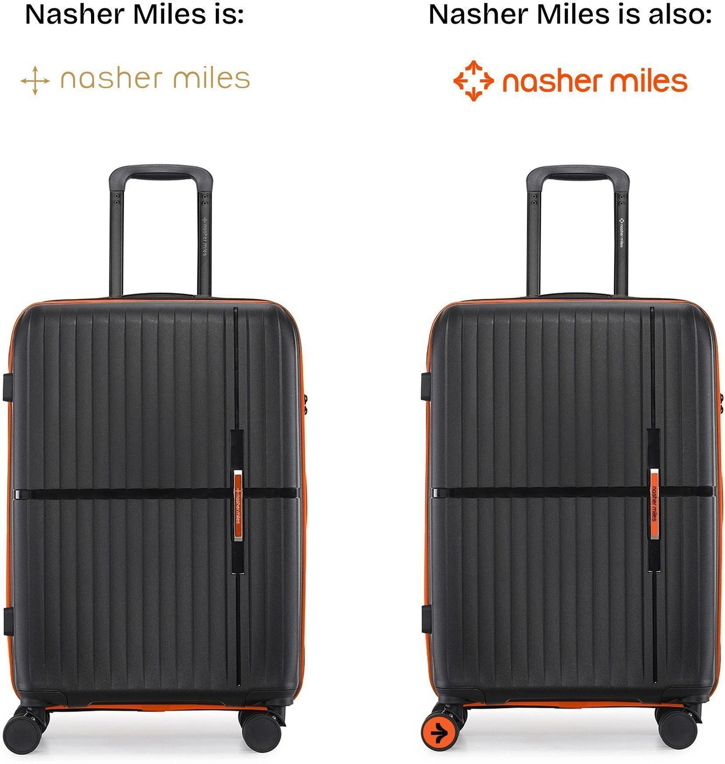 Image of NASHER MILES Springfield Hard-Sided Polypropylene Luggage Black 55cm Trolley Bag Cabin Suitcase 8 Wheels - 20 inch