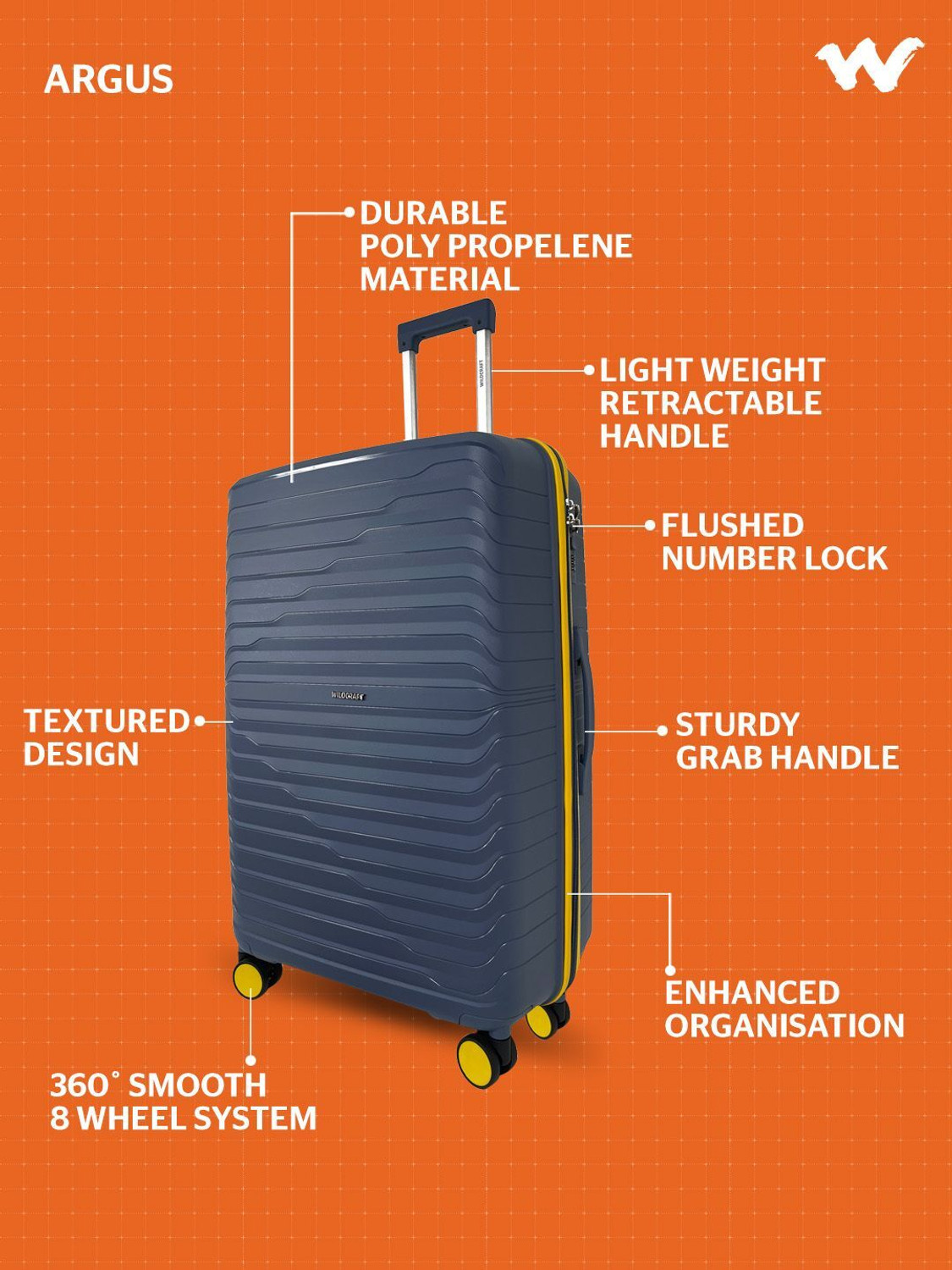 Image of Wildcraft Argus Check-in Suitcase 8 Wheels - 27 Inch