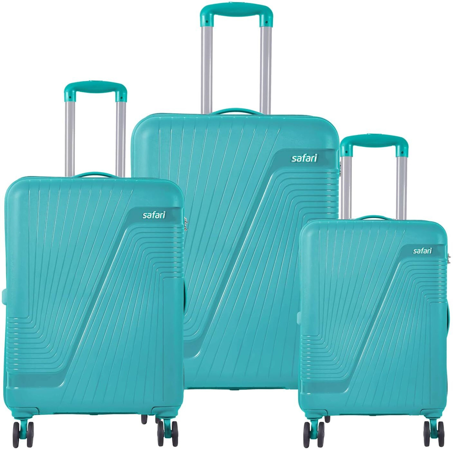 Image of SAFARI Hard Body Set of 3 Luggage 8 Wheels - zioncm 55 - Teal, Green