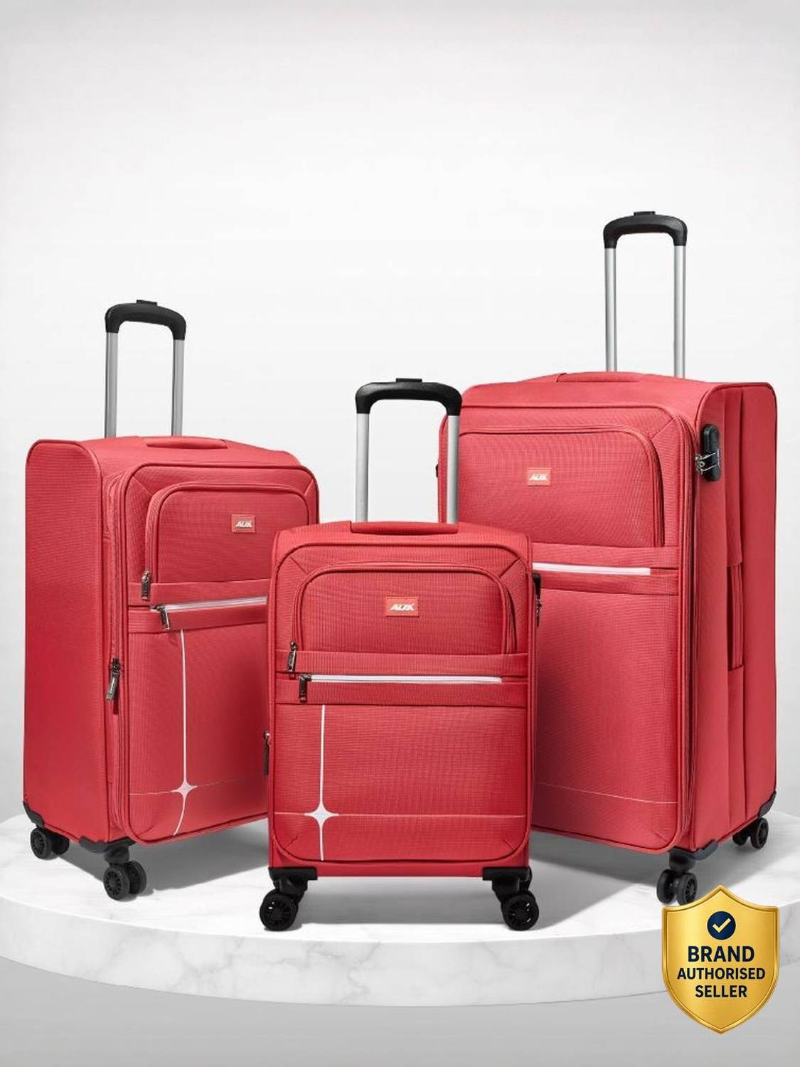 ALFA by VIP Shield Safe Soft Body Luggage | Expandable Trolley Bag With Combination Lock Expandable  Cabin & Check-in Set 8 Wheels - 31 Inch