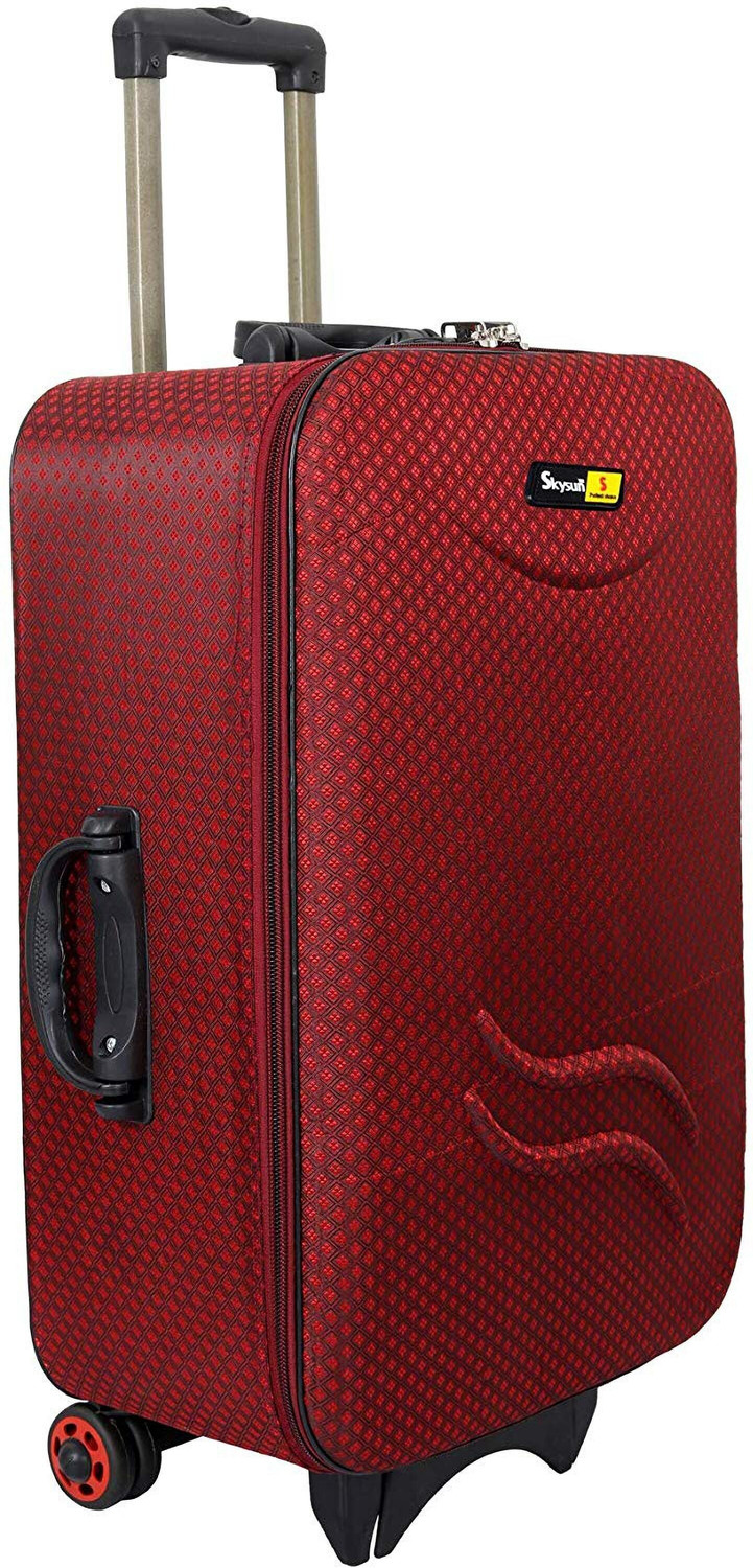 Image of Skysun Antiscratch Polyester Check-in Hard Suitcase with 4 Wheels (S-22-853-R) Expandable Cabin Suitcase 2 Wheels - 22 inch
