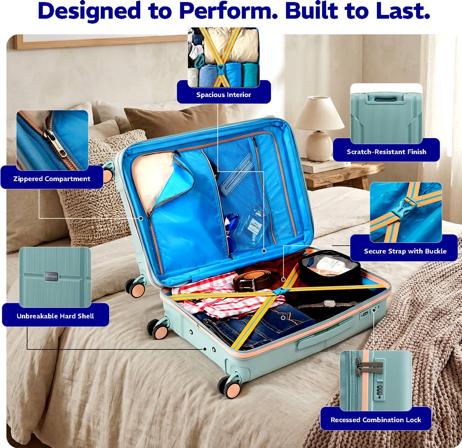 PROVOGUE Lumina Expandable Check-in Suitcase 26 inch 8 Wheels - Image 2