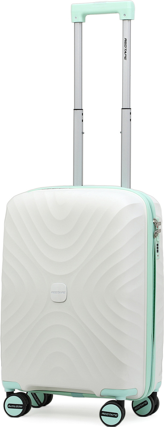 Image of Red Tape Small Cabin Suitcase (54 cm) 8 Wheels - Unisex 40L White Green Polycarbonate Hard Small Cabin-in Trolley Bag (54 cm) - Green, White