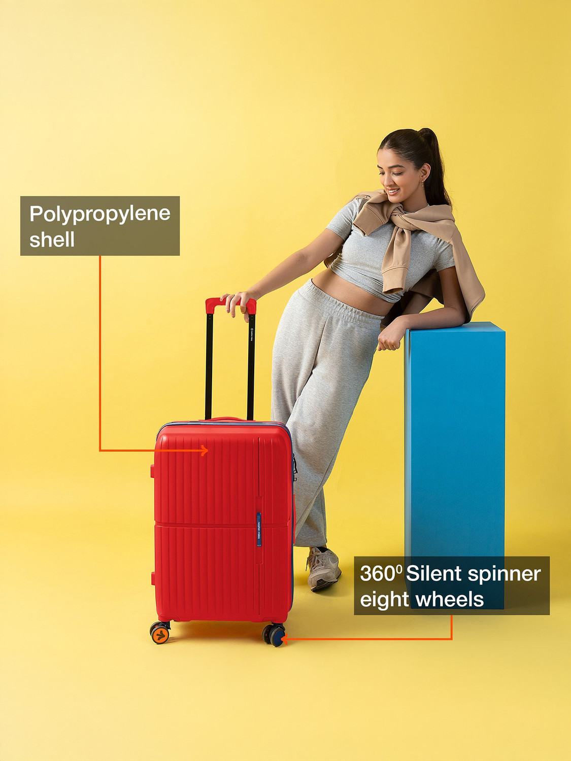 Image of NASHER MILES Springfield HardSide Polypropylene Checkin Luggage 24inch Trolley Bag for Travel Check-in Suitcase 8 Wheels - 24 inch