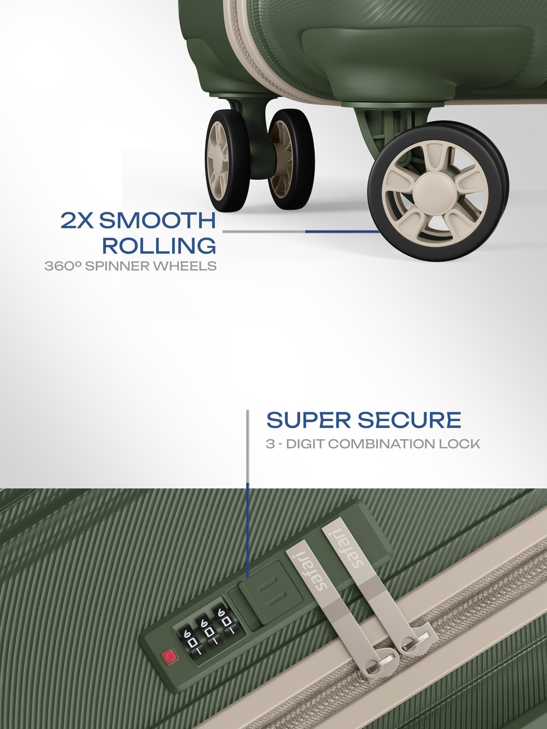 Image of SAFARI SQUADRON 55 4W DUSK GREEN Cabin Suitcase 8 Wheels - 22 Inches