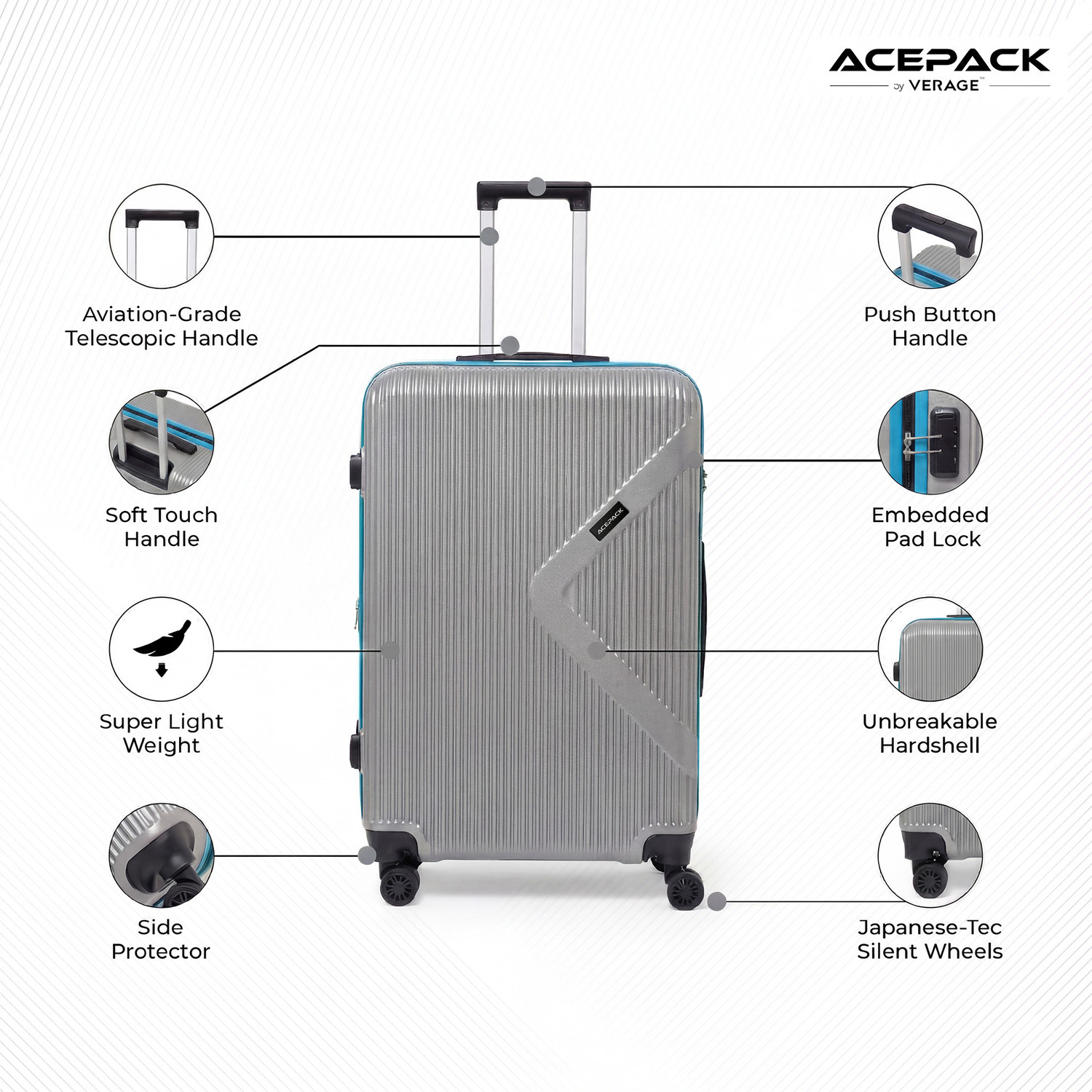 Image of ACEPACK Brampton Cabin & Check-in Set 8 Wheels - 28 inch