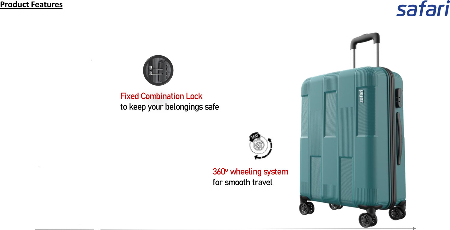 Image of SAFARI Club 8W, 5Yrs International Warranty PP Luggage Set of 3, 55Cm,65Cm & 75Cm Cabin & Check-in Set 8 Wheels - 30 inch