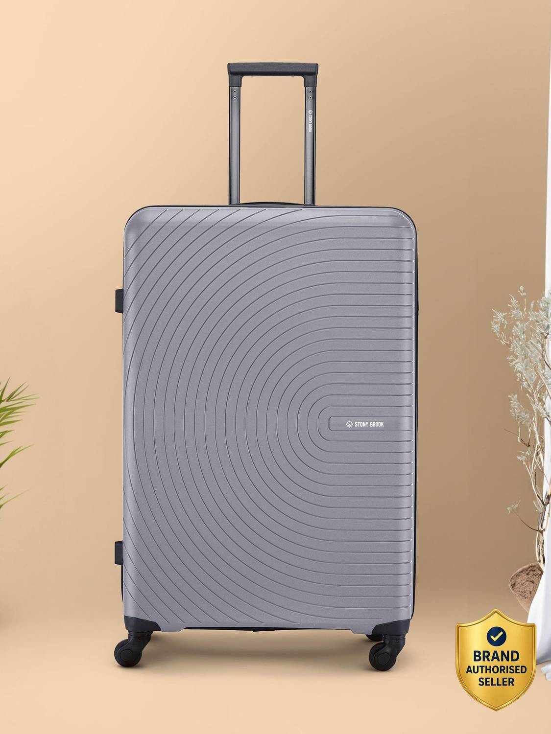 Stony Brook by Nasher Miles Crescent Hard-Sided Polypropylene Check-in Silver Grey 75cm Trolley Bag Check-in Suitcase 4 Wheels - 28 inch