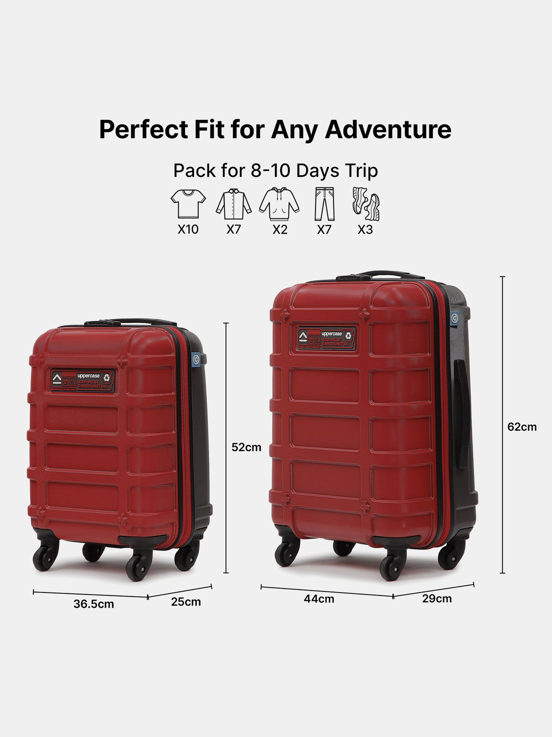 Image of Uppercase Cargo Bag, Combination Lock & Mesh Convi Pack (S+M) for Men and Women Cabin & Check-in Set 4 Wheels - 32 inch