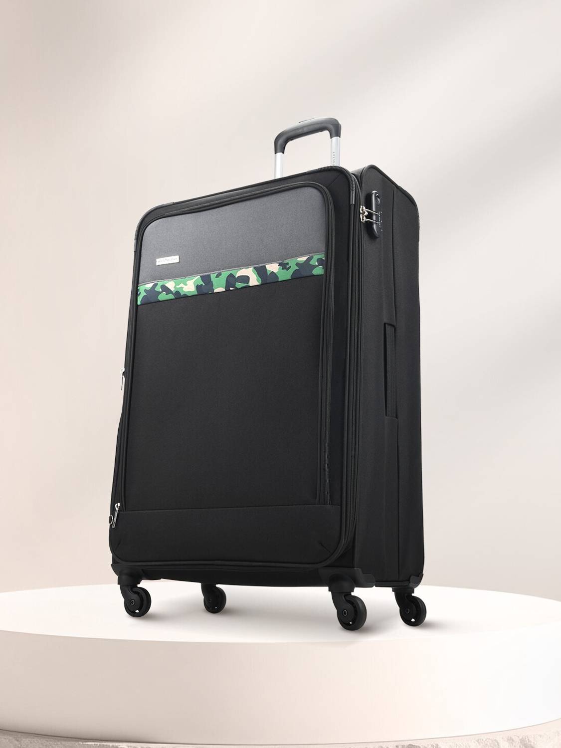 ARISTOCRAT Medium Check-in Suitcase (69 cm) 4 Wheels - Commander Soft Body 91L Trolley Travel Luggage with Combination Lock - Black