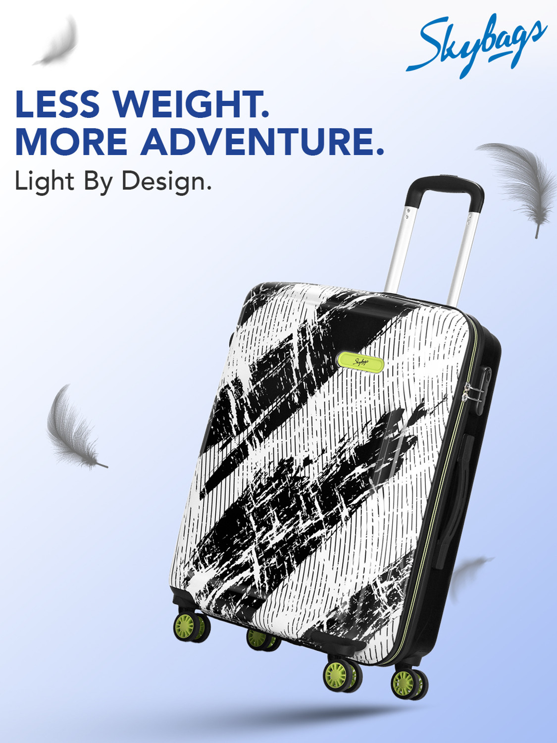 Image of SKYBAGS Stroke Neo Printed Hard Side Trolley Bag Lightweight, Stylish Travel Luggage Cabin & Check-in Set 8 Wheels - 26 Inch