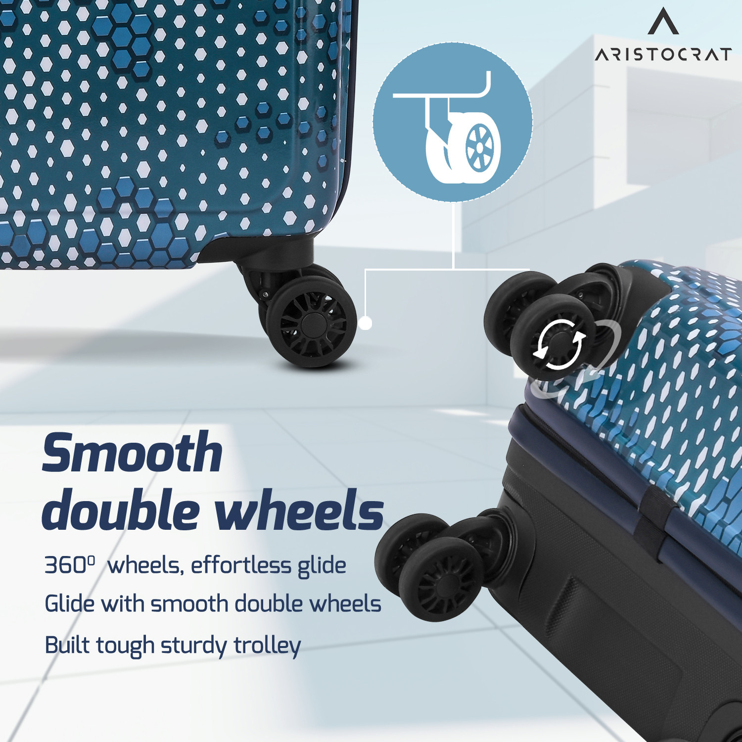 Image of ARISTOCRAT Combat Cabin Trolley Bag | Hard Luggage | Combination Lock with Sturdy Zipper Cabin Suitcase 8 Wheels - 21 Inch