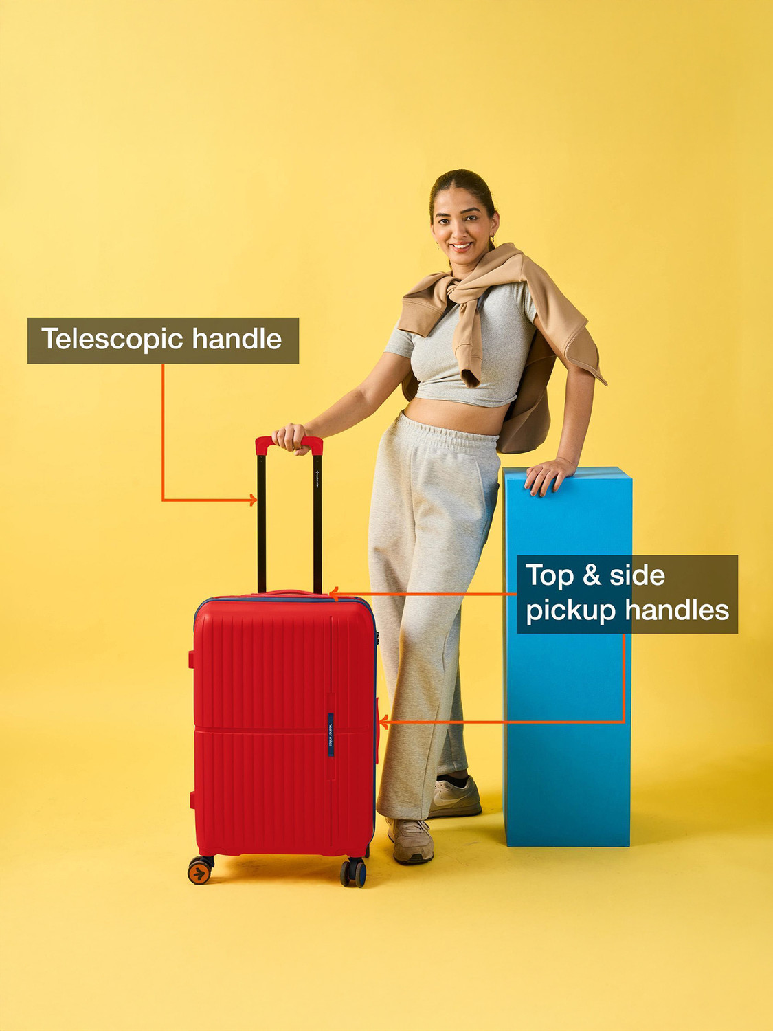 Image of NASHER MILES Springfield HardSide Polypropylene Checkin Luggage 24inch Trolley Bag for Travel Check-in Suitcase 8 Wheels - 24 inch