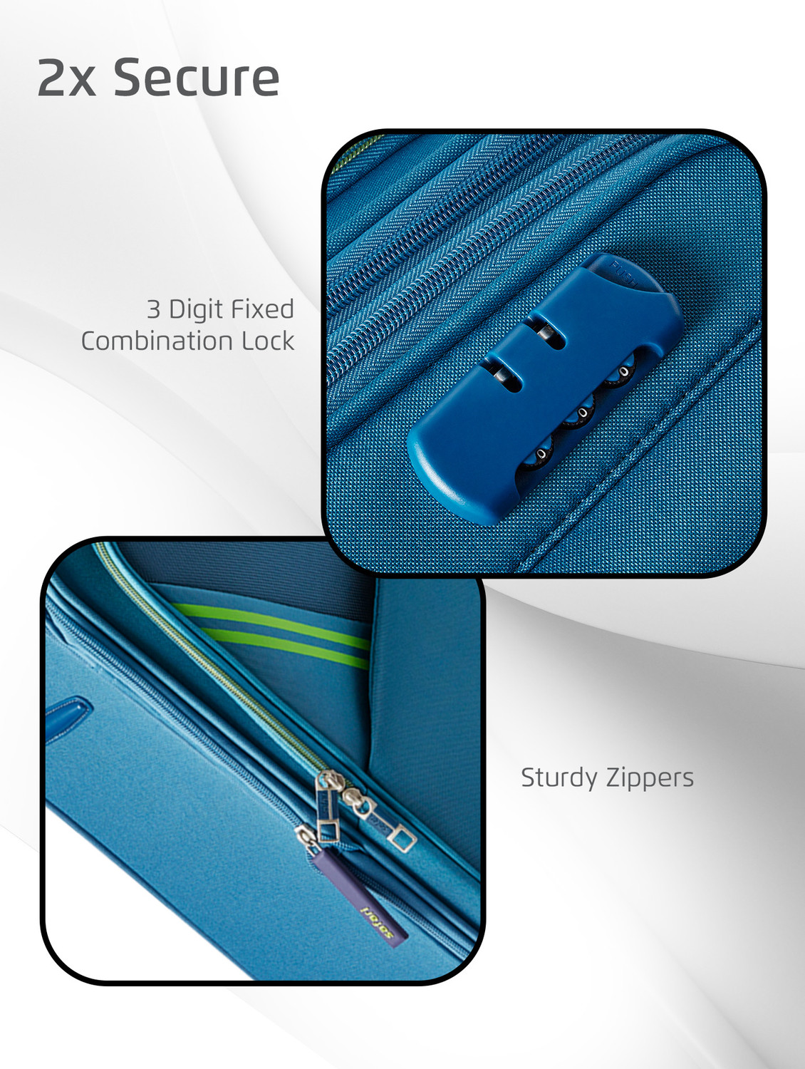 Image of SAFARI Soft Body Set of 3 Luggage 8 Wheels - Swift Neo - Teal