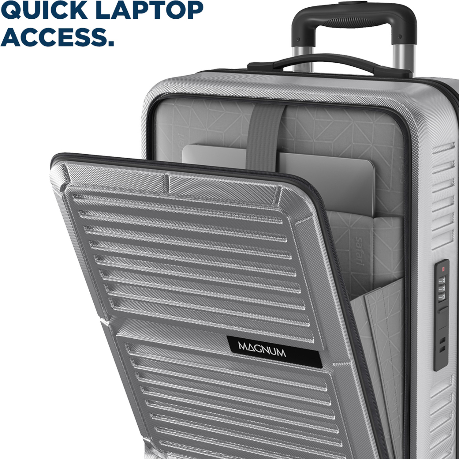 Image of Safari THERON 55 4W SILVER Cabin Suitcase 8 Wheels - 22 Inches