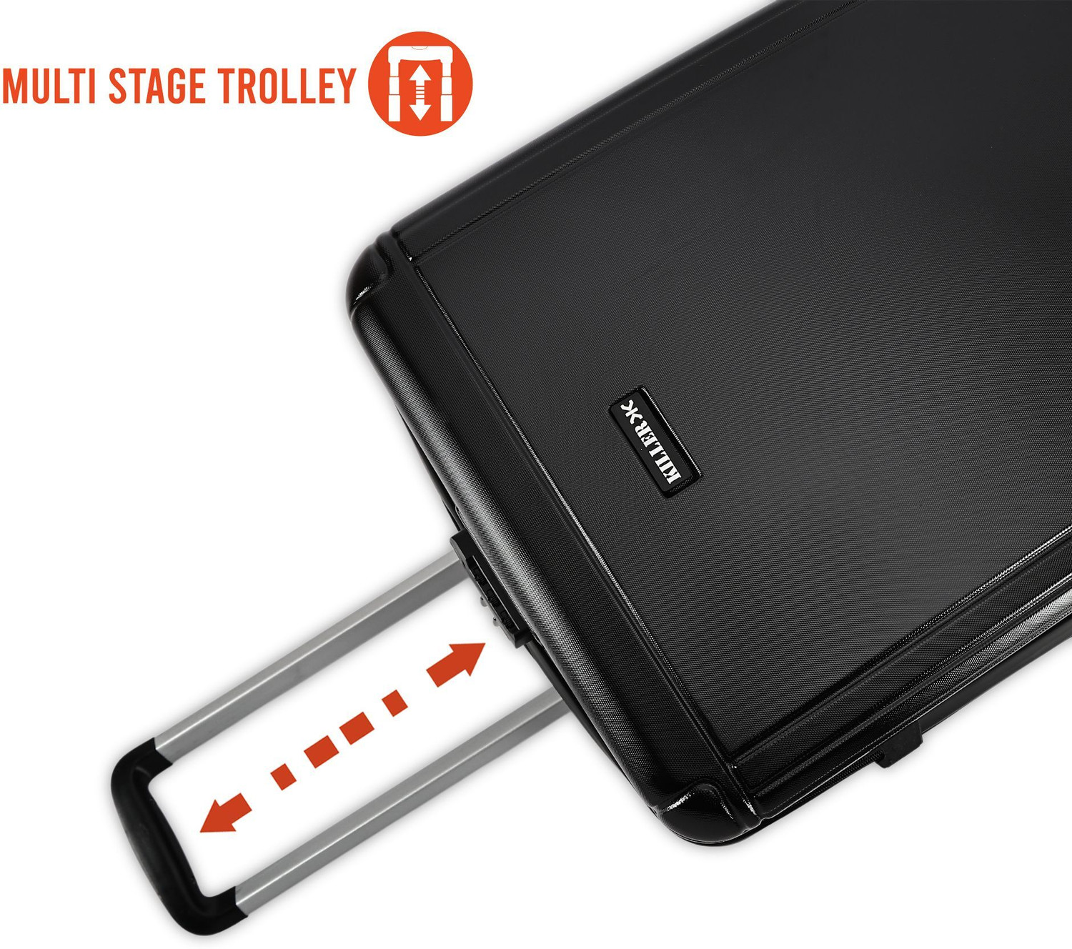 Image of KILLER Box-Light-Weight & Durable Polycarbonate Black Hard Luggage Check-in Suitcase 8 Wheels - 24 Inch