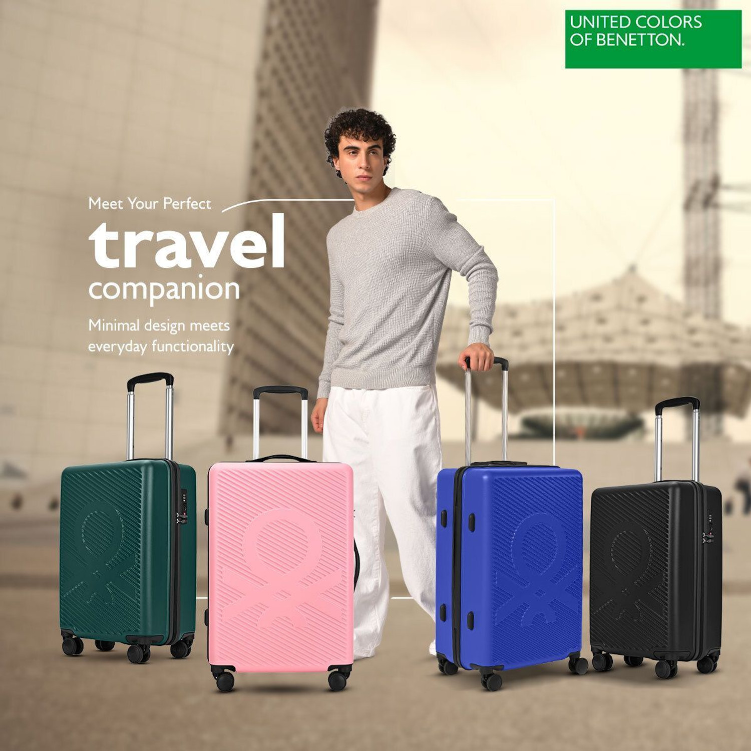 Image of United Colors of Benetton Glide Expandable Check-in Suitcase 8 Wheels - 27 Inch