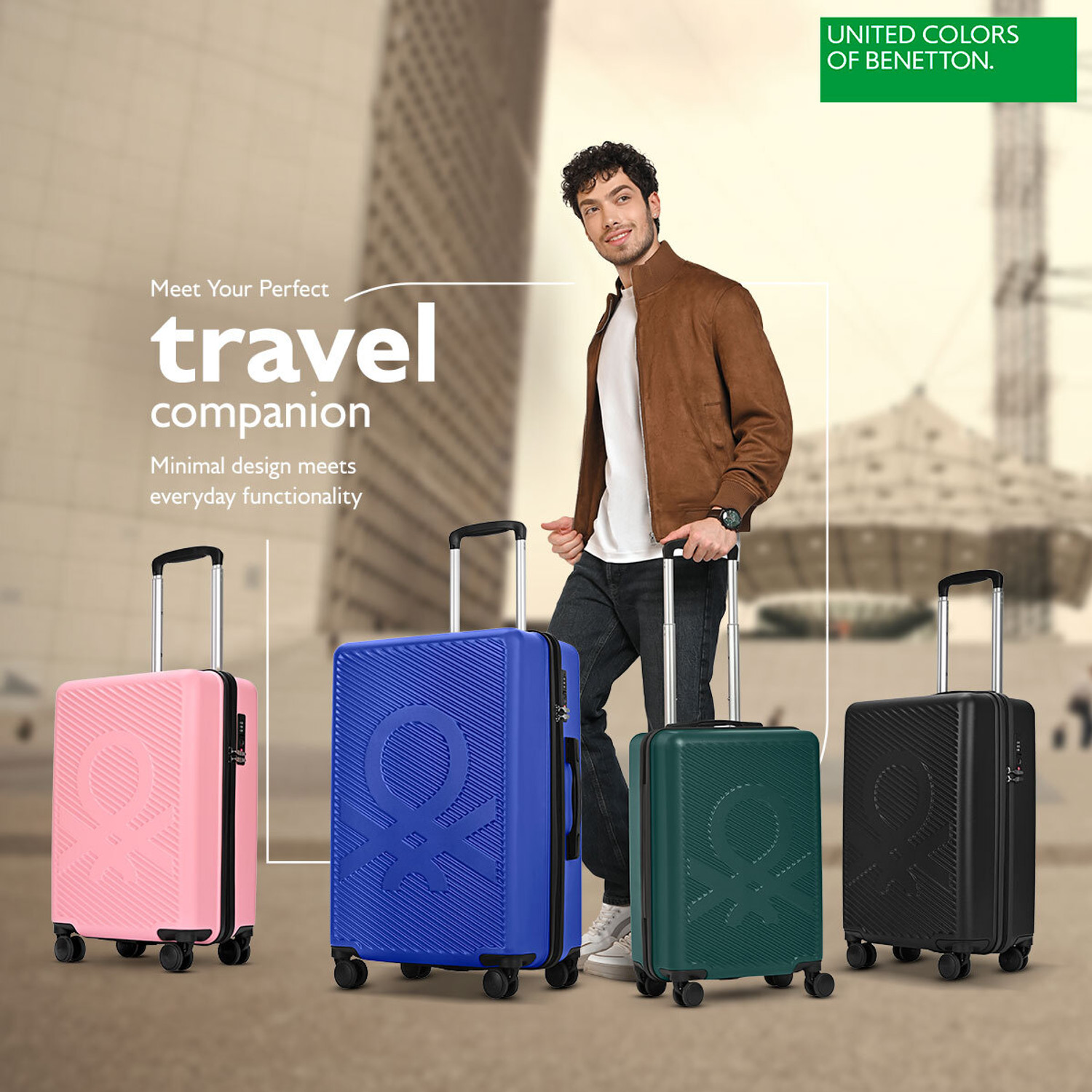 Image of United Colors of Benetton Glide Expandable Check-in Suitcase 8 Wheels - 29 Inch